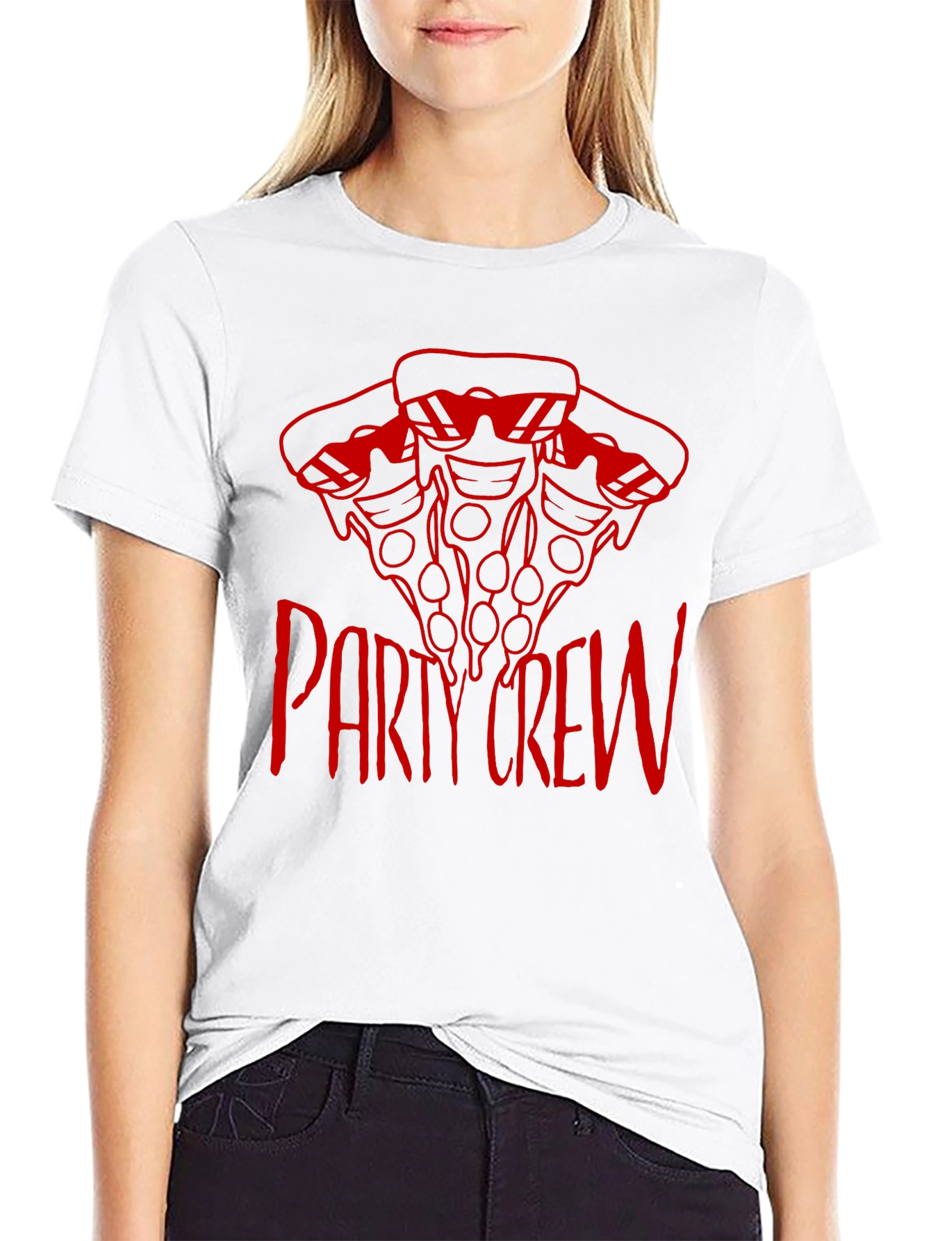Black Pizza Party Crew T-Shirt - Cool Graphic Tee view 9