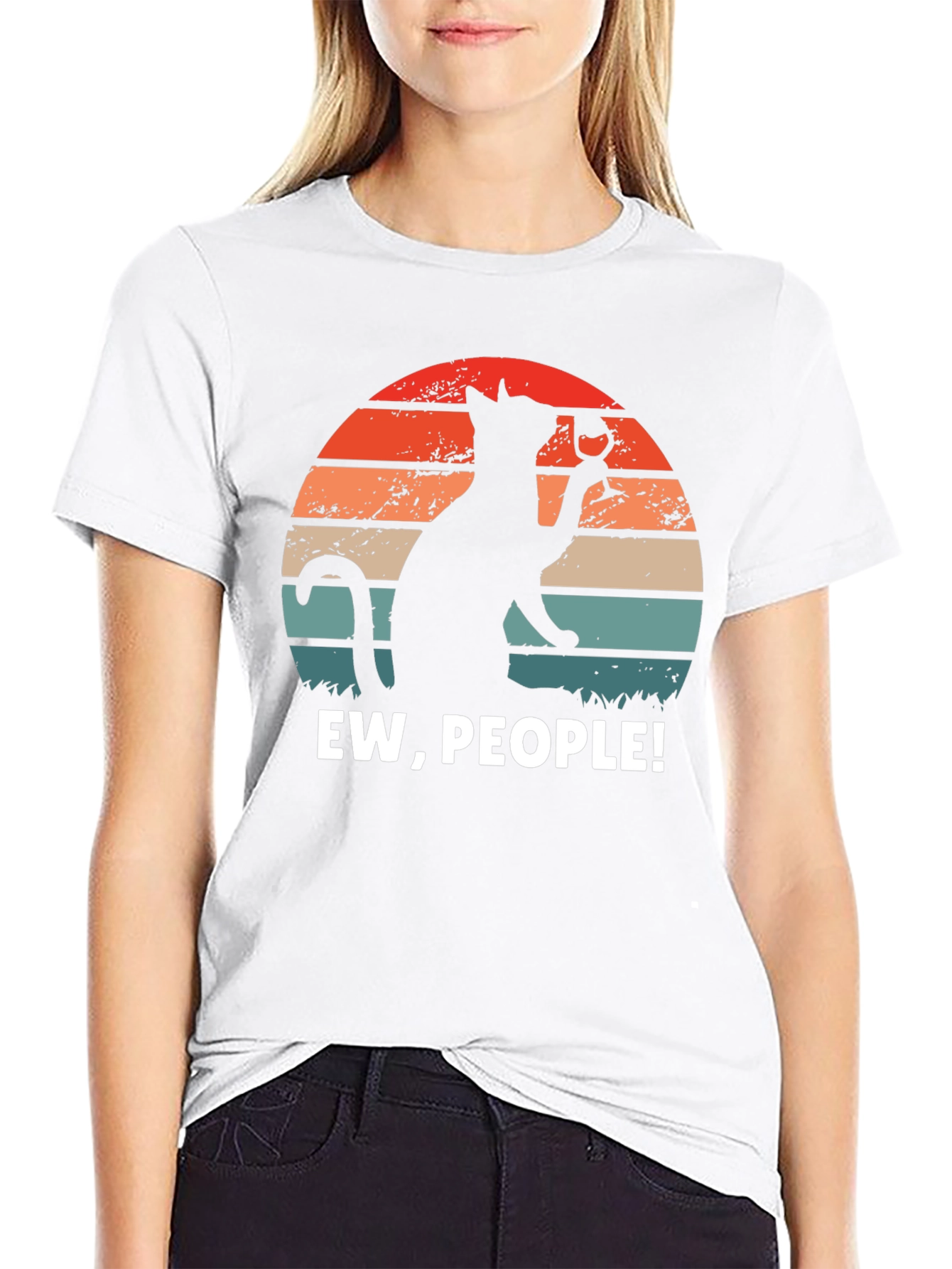 Black Ew People Cat Wine Graphic Tee view 9