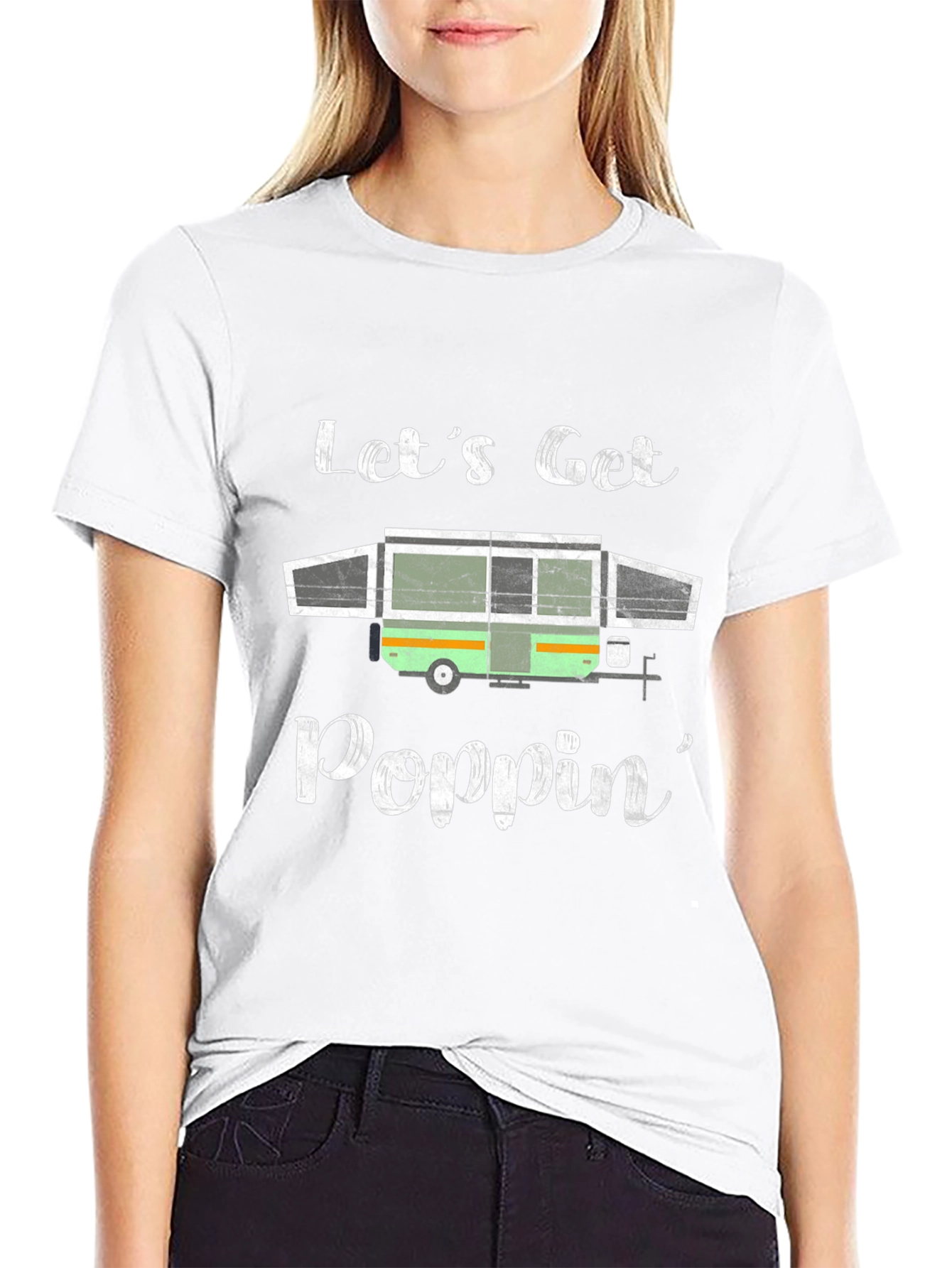 Black Let's Get Poppin' Camping T-Shirt view 9