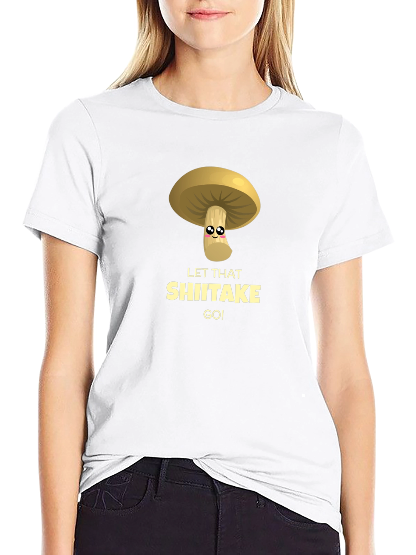 Black Funny Mushroom Shiitake Graphic T-Shirt view 9