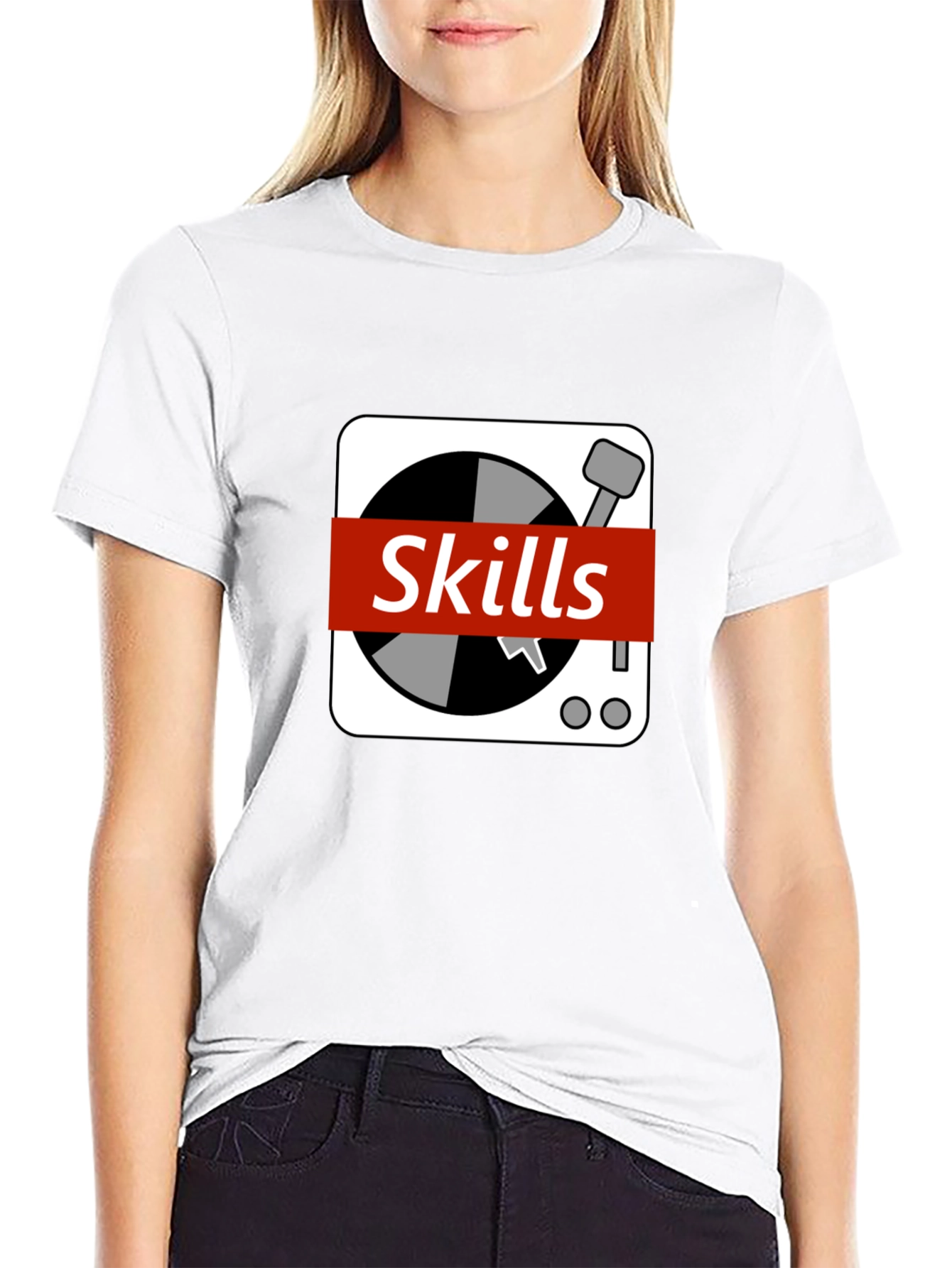 Black Skills DJ Turntable Graphic T-Shirt - Black view 9