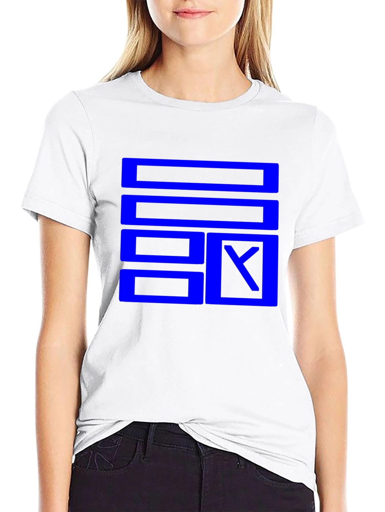 Black Geometric Blue Graphic Print Black T-Shirt view 9