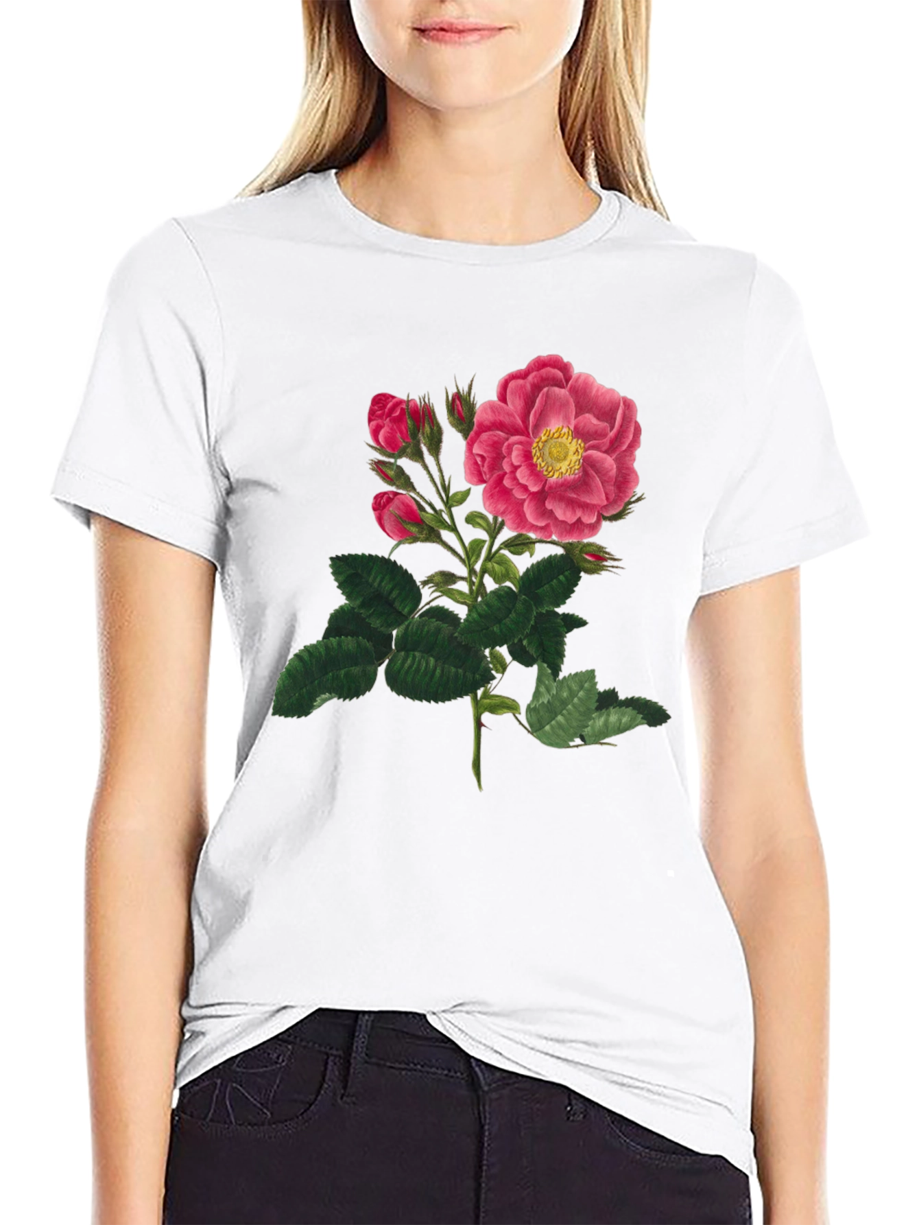 Black Vintage Rose Graphic T-Shirt - Black view 9
