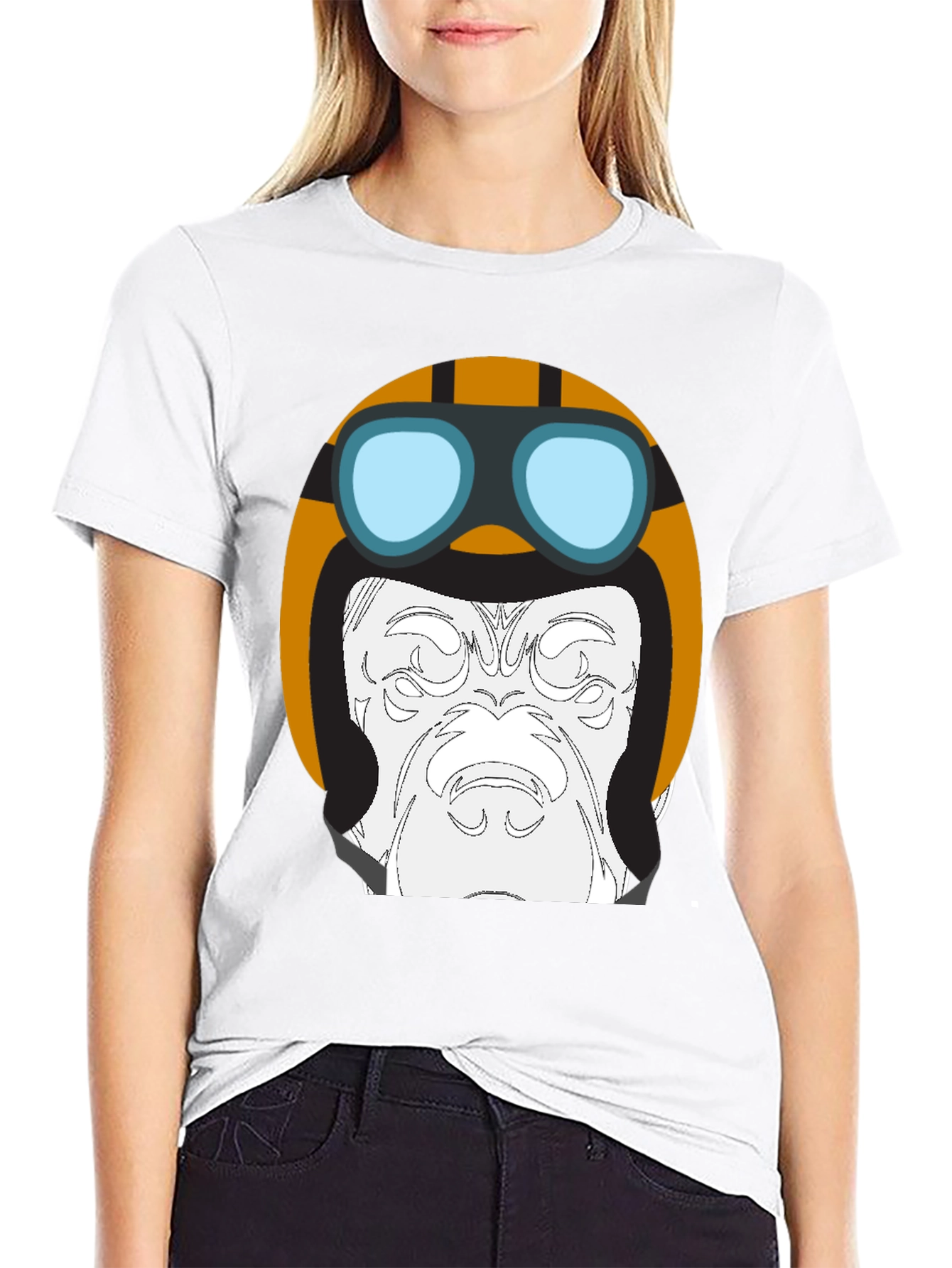 Black Cool Pilot Gorilla Graphic T-Shirt view 9
