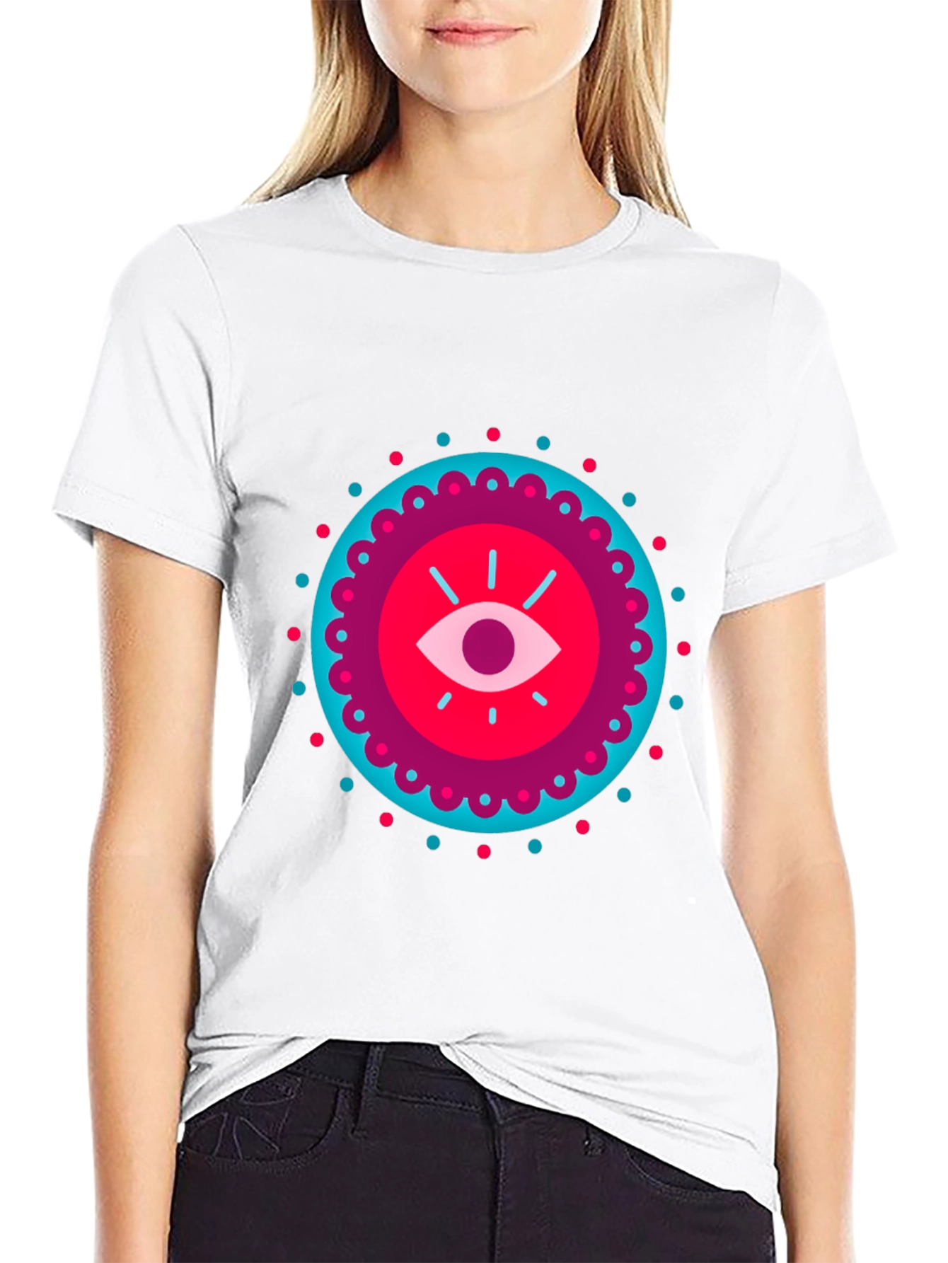Black Mystic Eye Graphic Black T-Shirt view 9