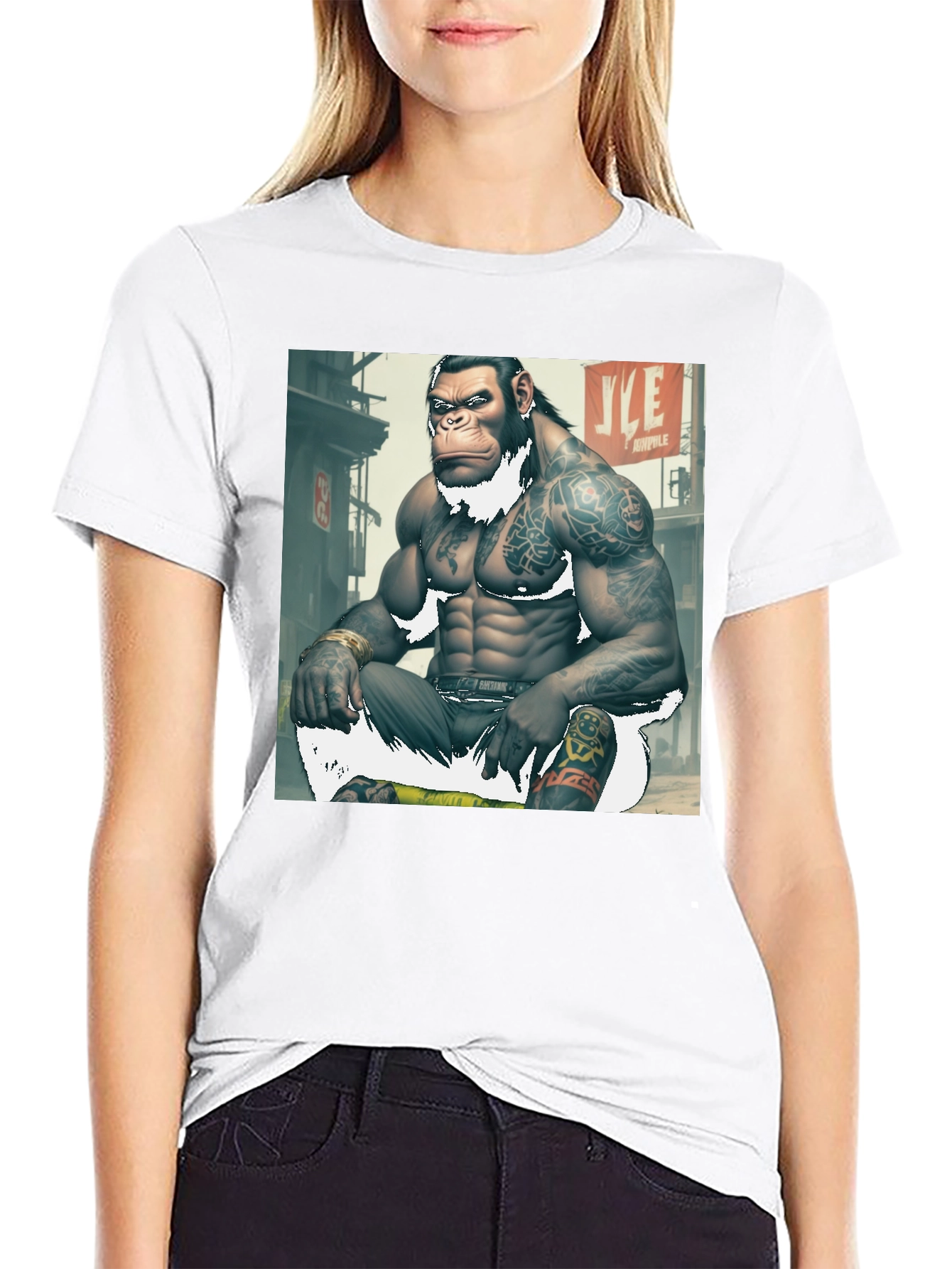Black Tattooed Gorilla Graphic Tee - Urban Ape Style view 9