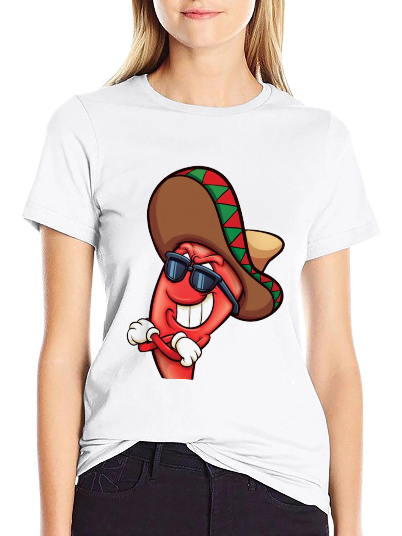 Black Cool Chili Pepper Graphic Tee view 9