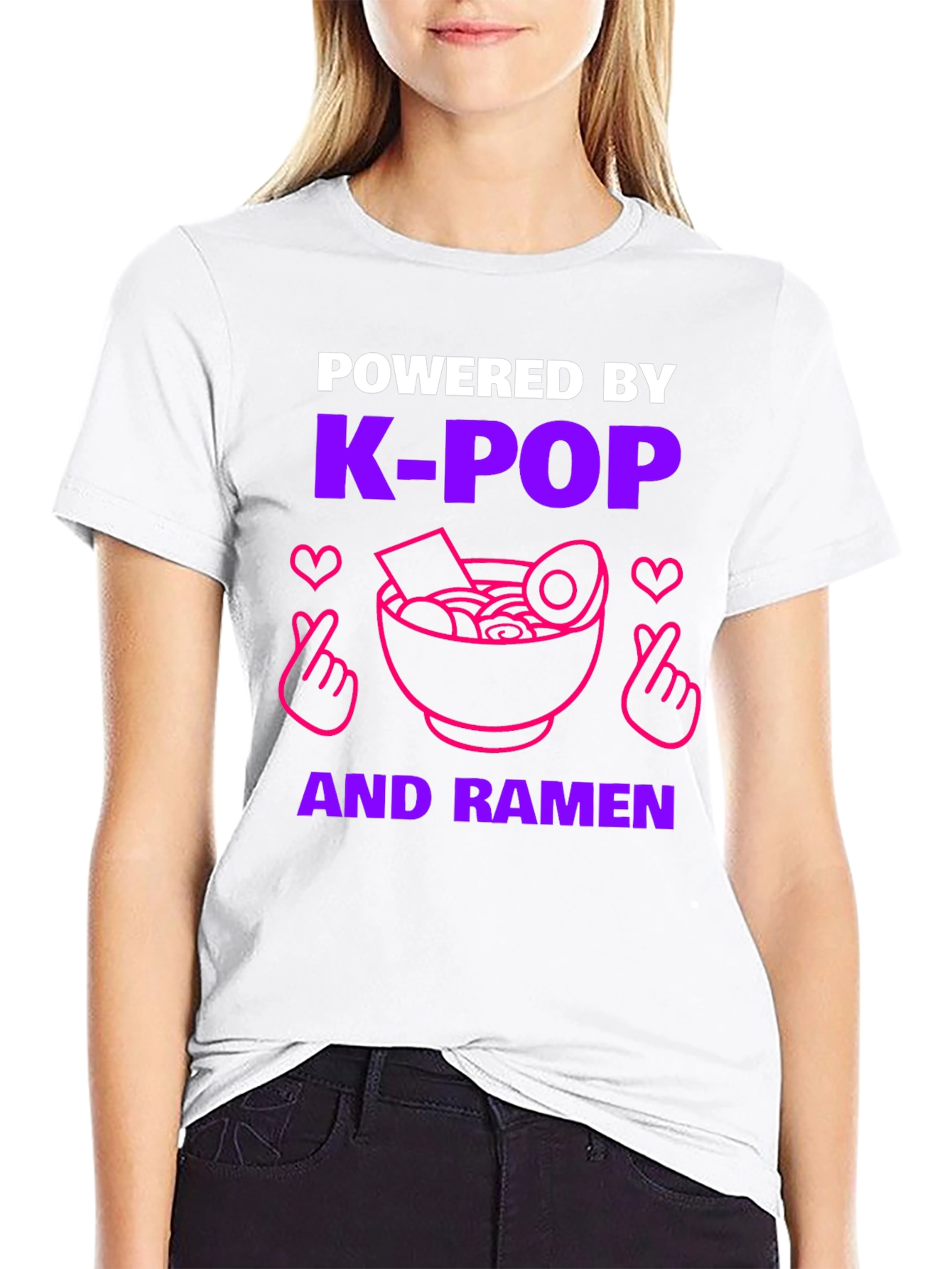 Black K-Pop & Ramen Powered T-Shirt view 9