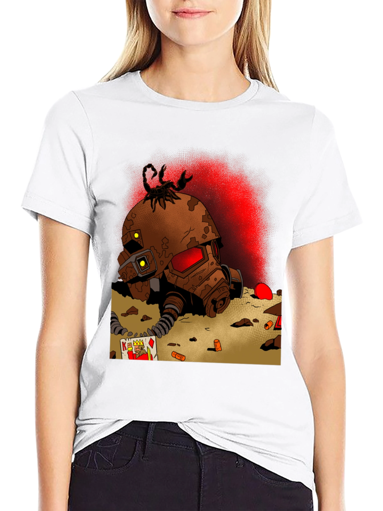 Black Fallout Inspired T-Shirt: Scorpion Helmet Design view 9