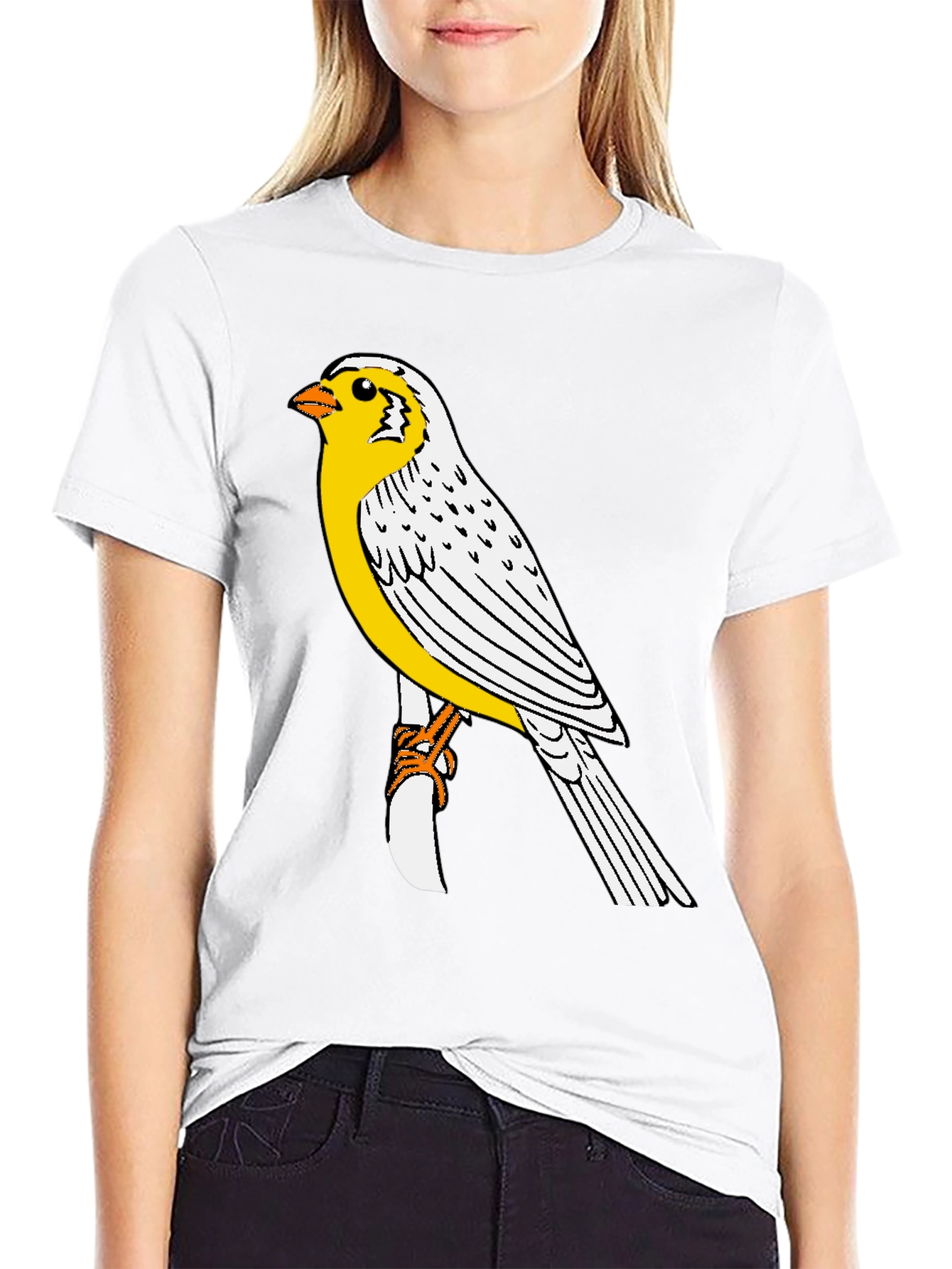 Black Canary Bird Graphic T-Shirt - Black Casual Tee view 9