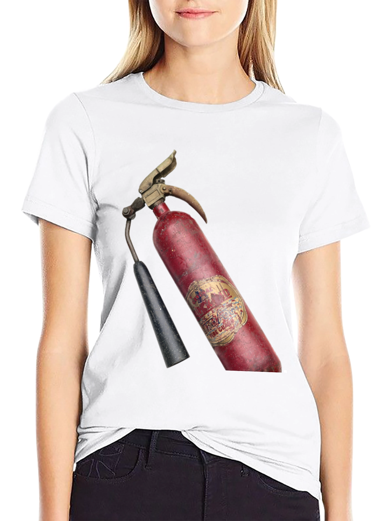 Black Vintage Fire Extinguisher Graphic T-Shirt view 9
