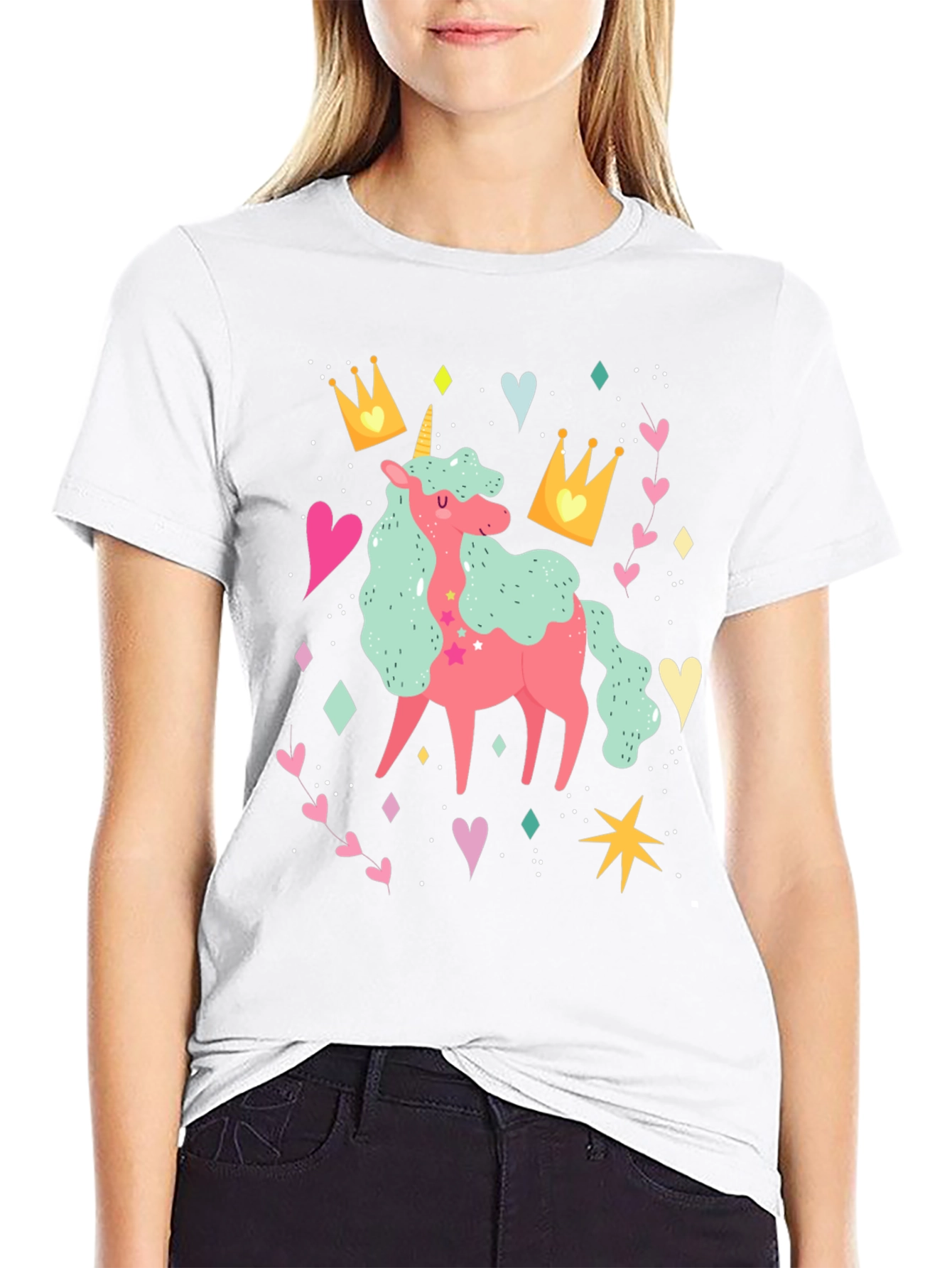 Black Unicorn T-Shirt, Cute Graphic Tee for Women & Girls view 9