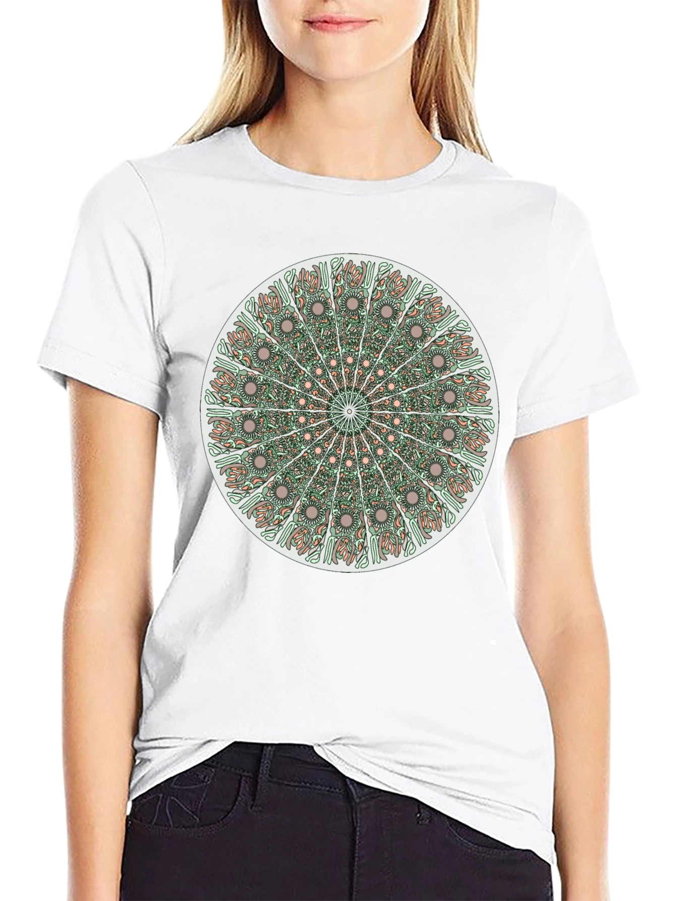 Black Mandala Graphic Print T-Shirt view 9