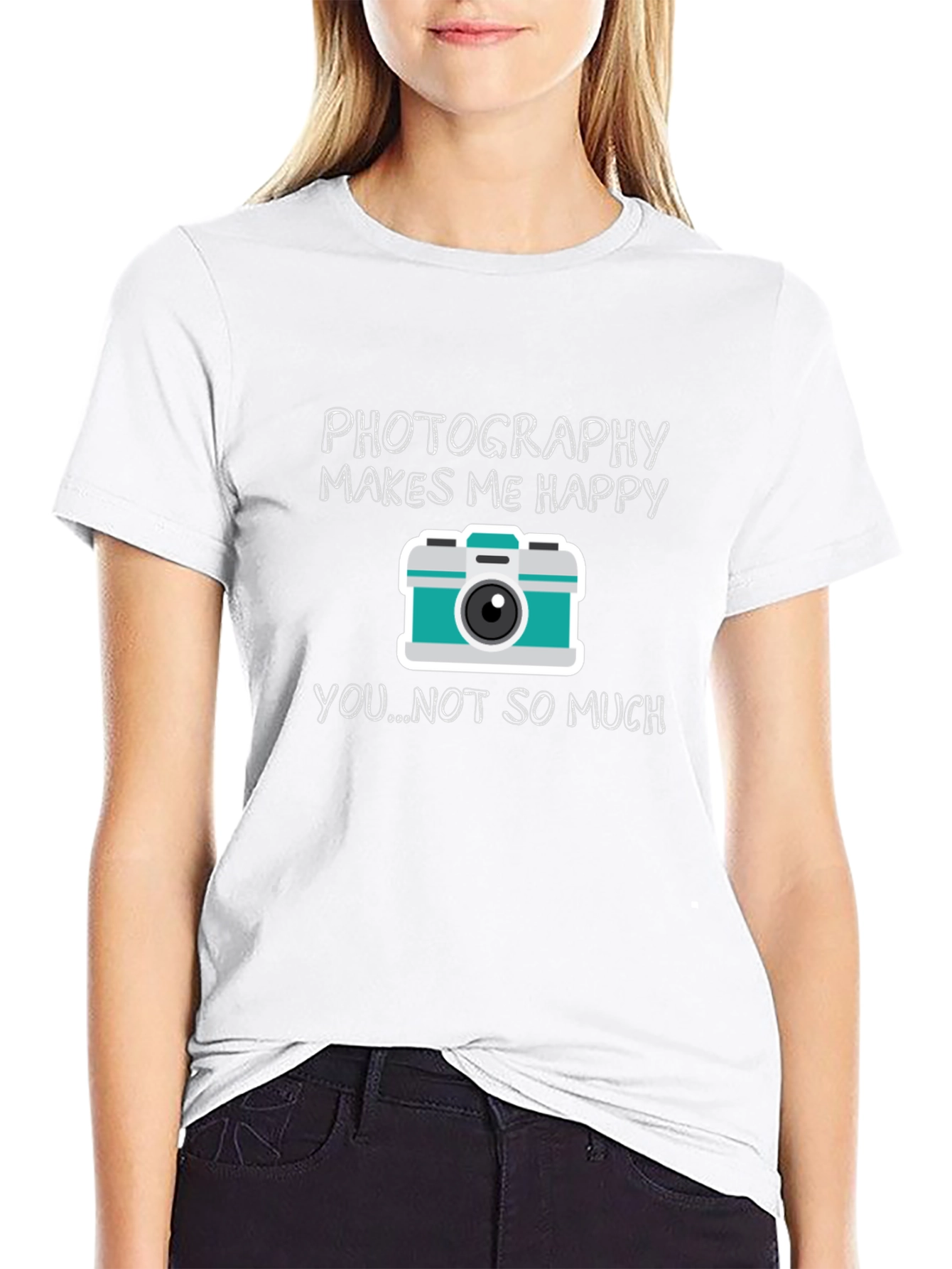 Black Funny Photography T-Shirt - Makes Me Happy view 9