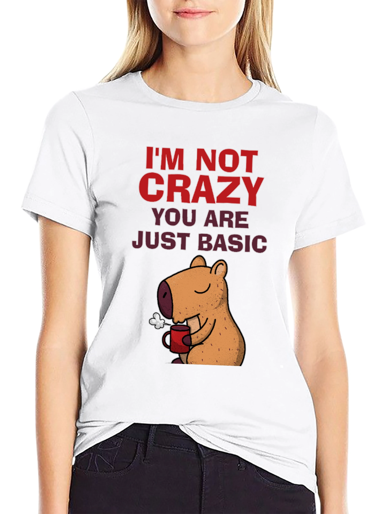 Black I'm Not Crazy Capybara T-Shirt view 9