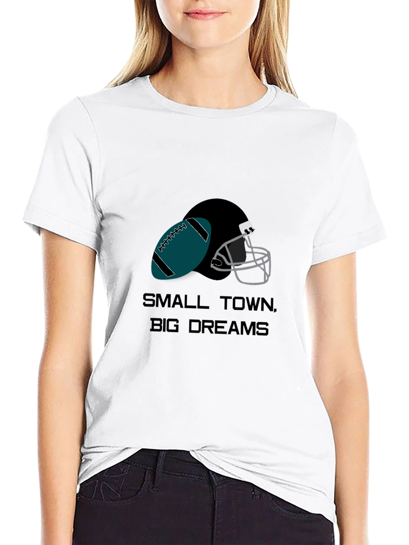 Black Small Town Big Dreams Football Graphic Tee view 9