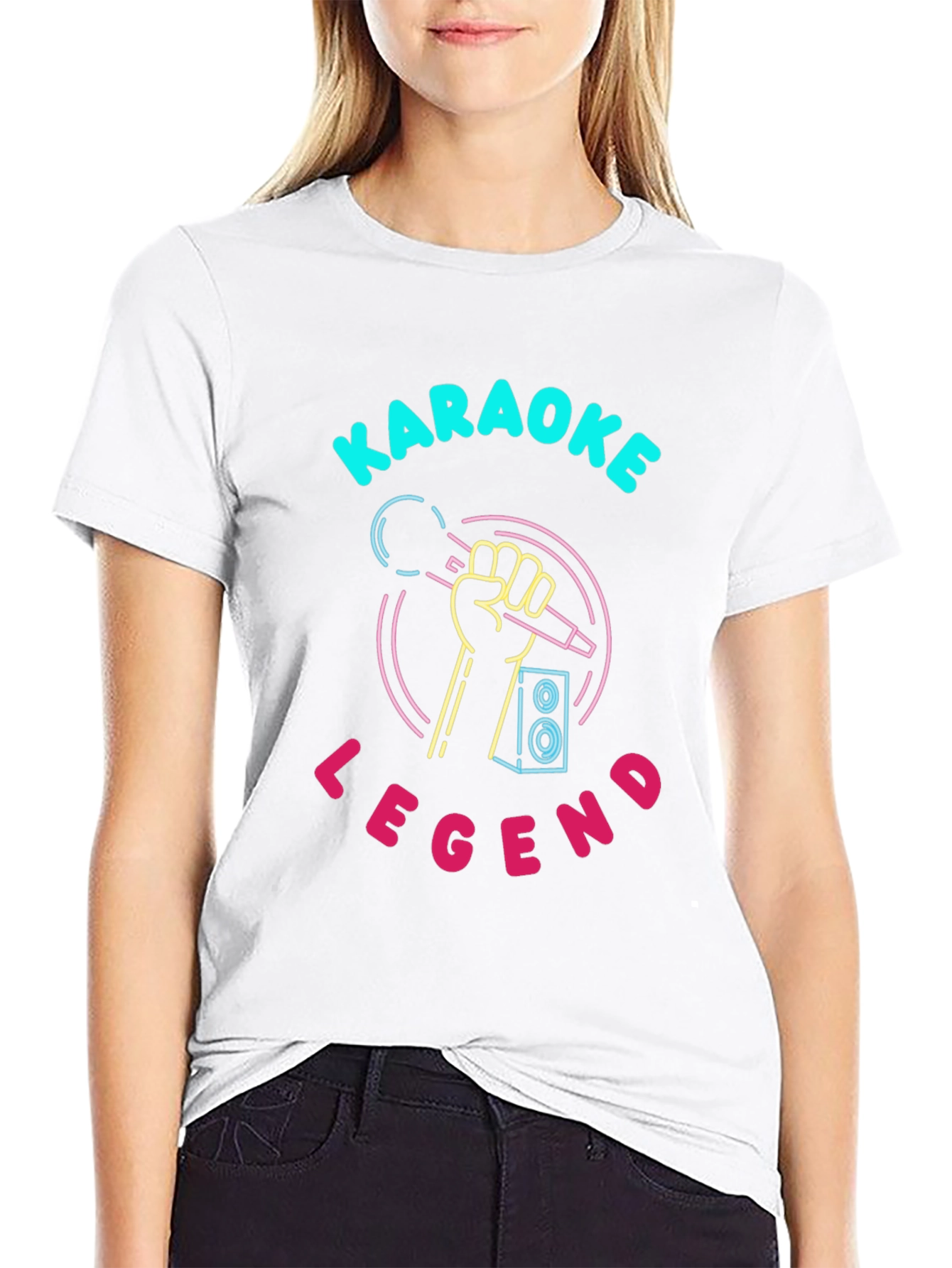 Black Karaoke Legend T-Shirt - Neon Design view 9