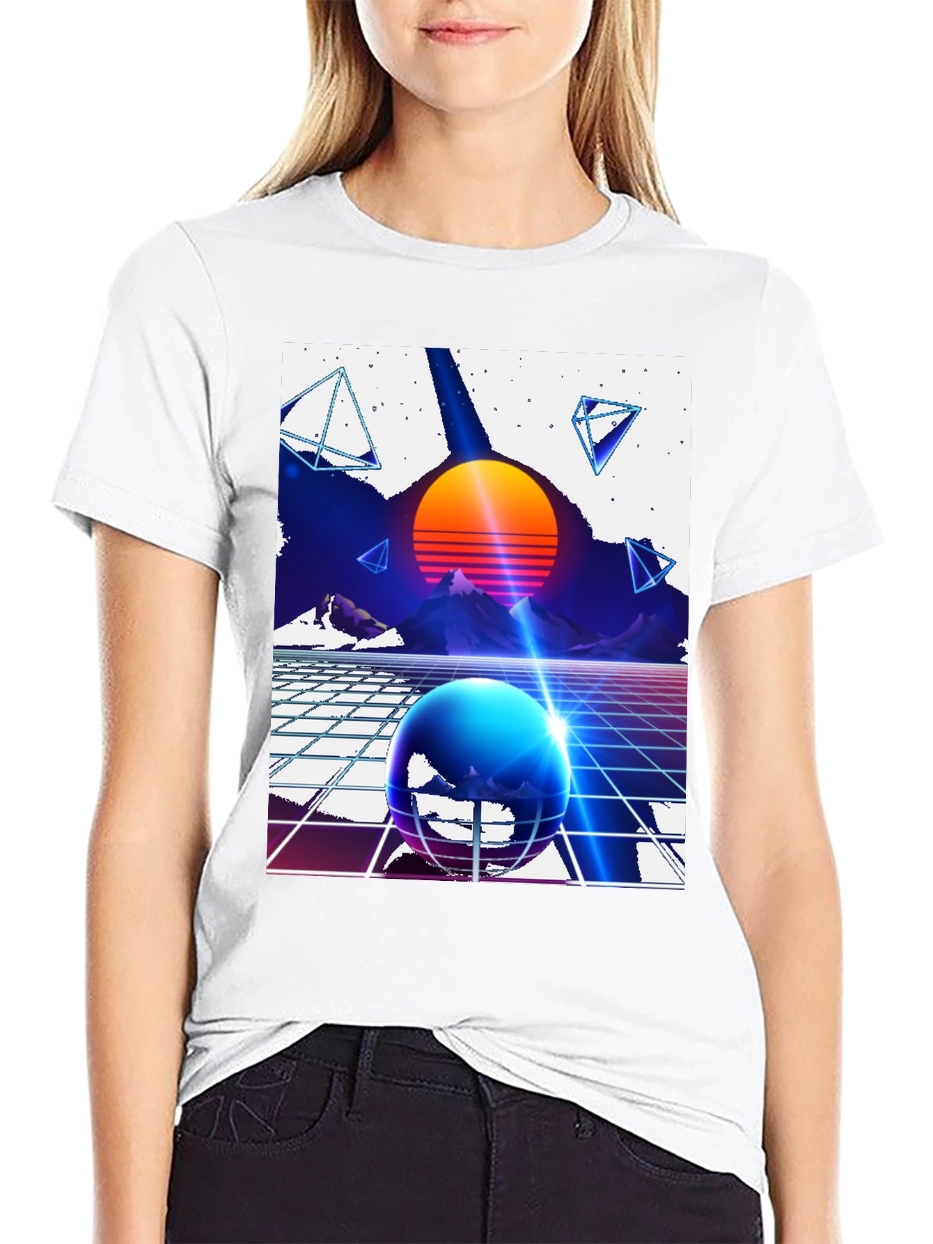 Black Retro Synthwave T-Shirt - 80s Inspired Design view 9