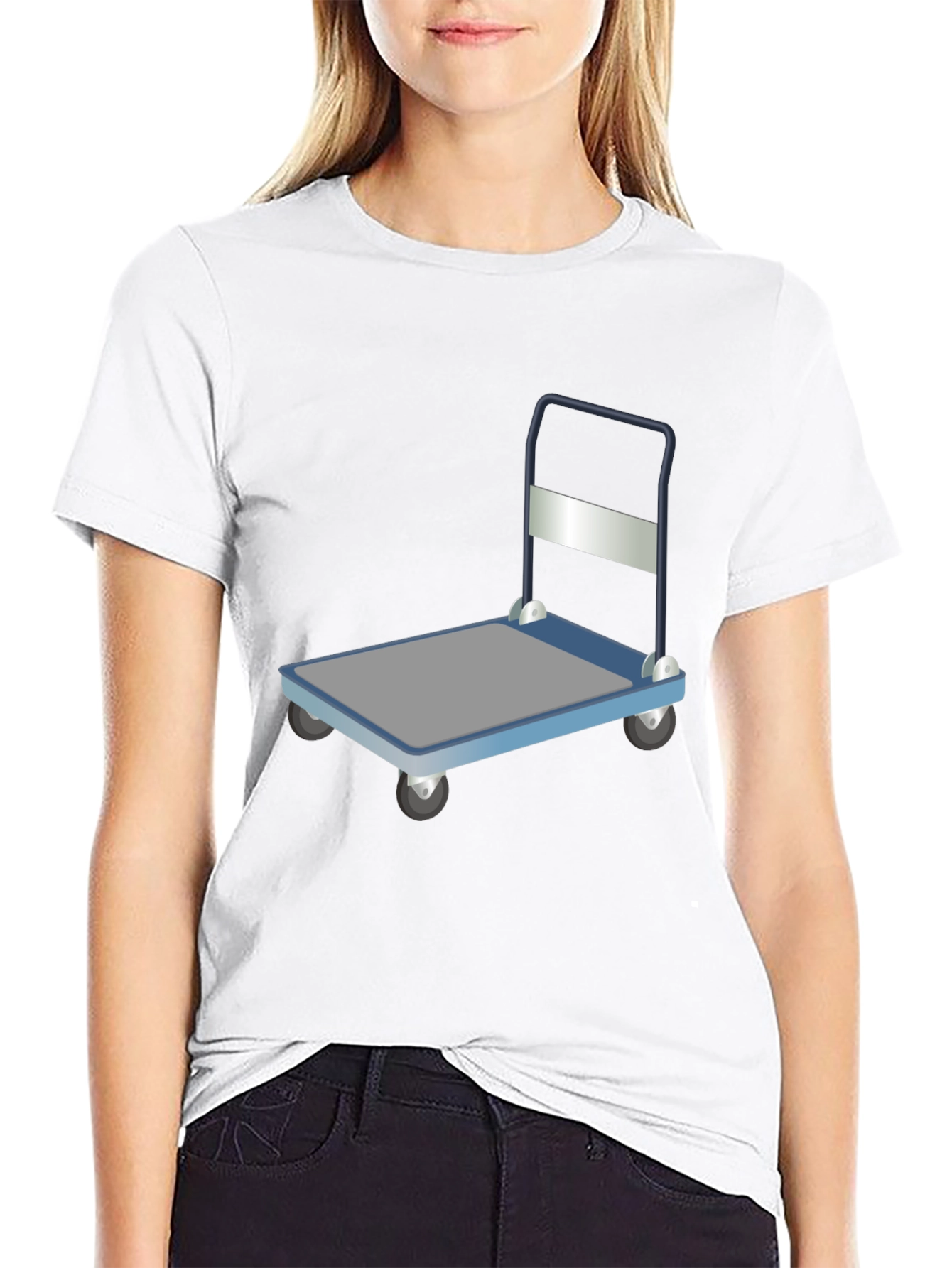Black Novelty Black T-Shirt with Trolley Graphic view 9