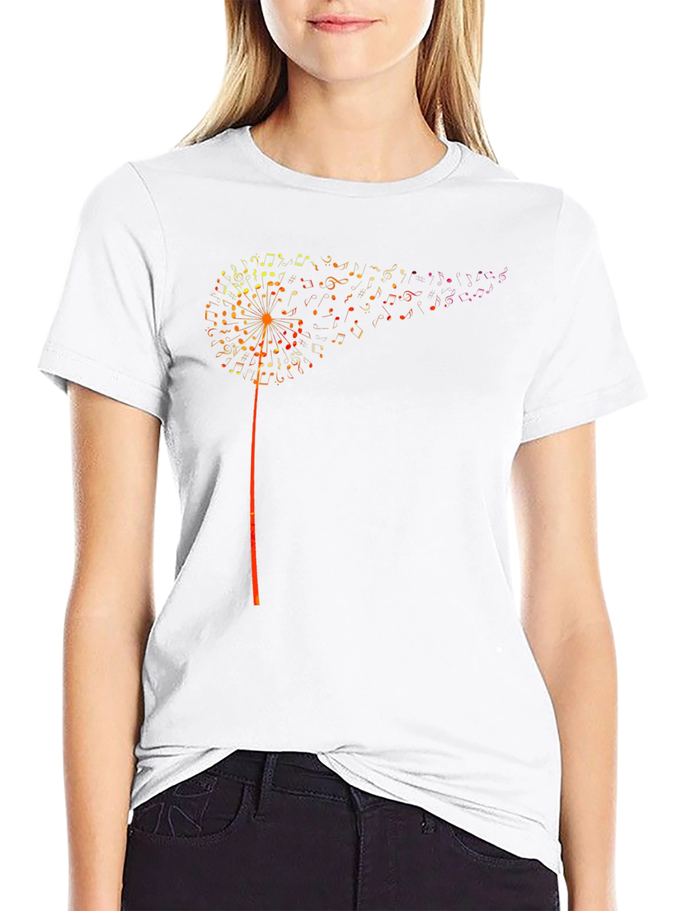 Black Musical Dandelion Graphic T-Shirt - Black view 9