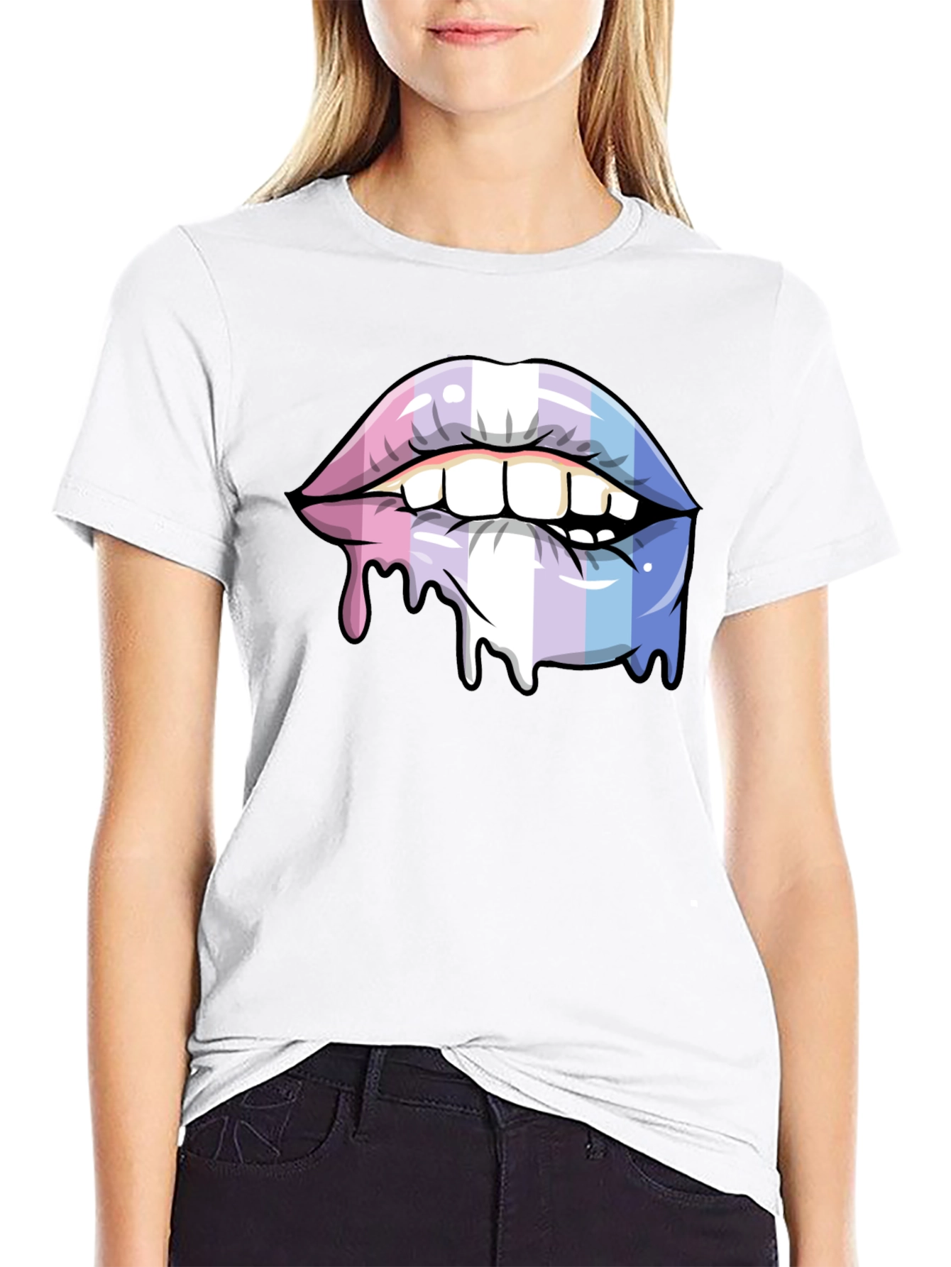 Black Trans Pride Lips T-Shirt - LGBTQ+ Pride Apparel view 9