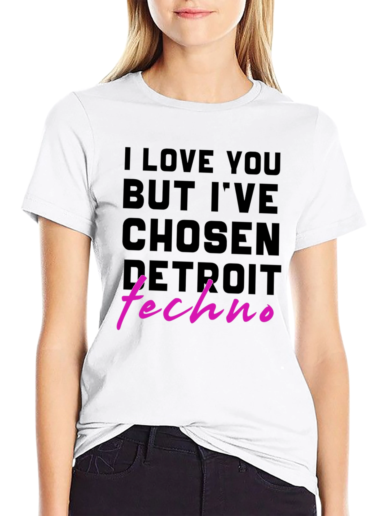 Black I Love You But Detroit Techno Graphic Tee view 9