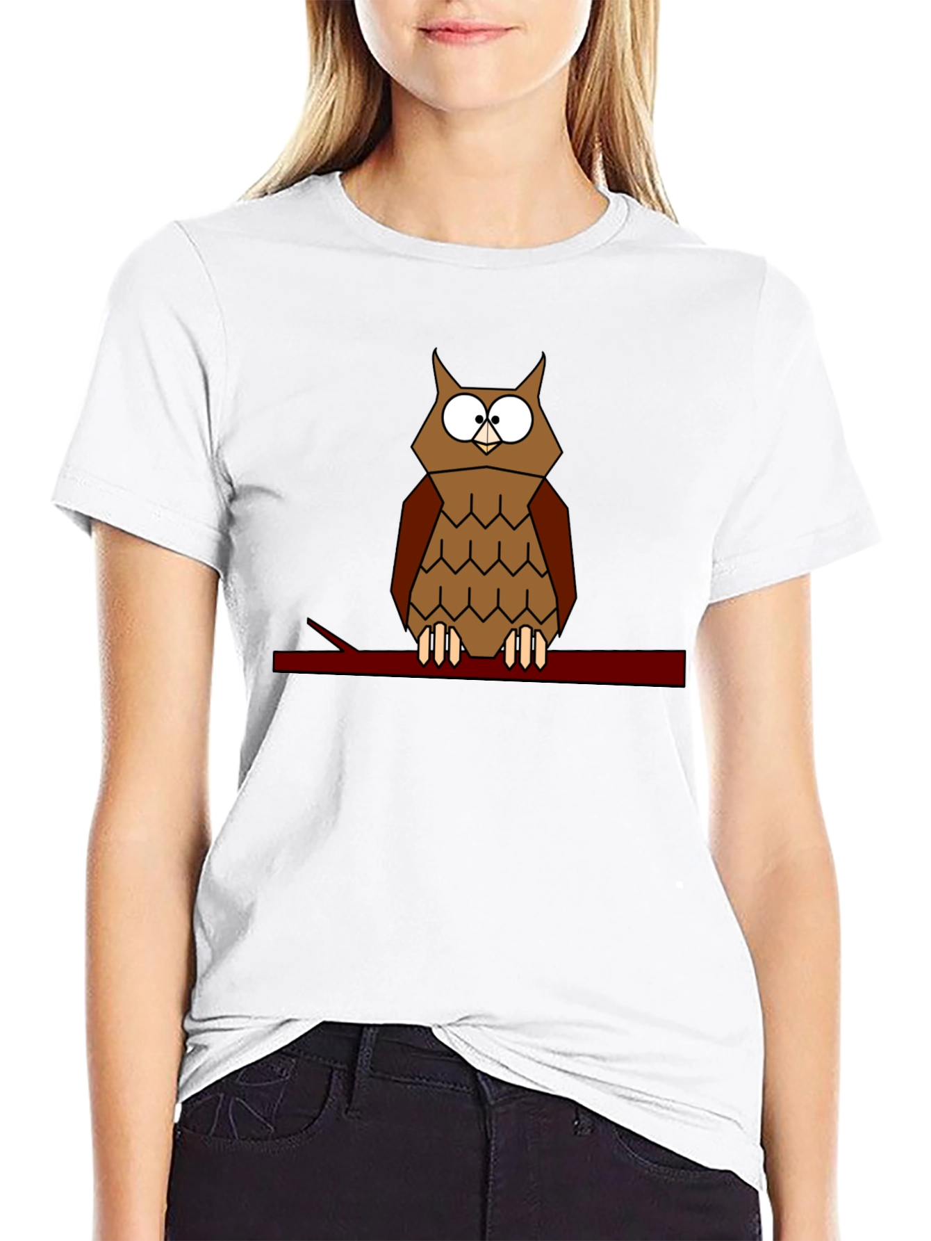 Black Geometric Owl T-Shirt - Modern Bird Tee view 9