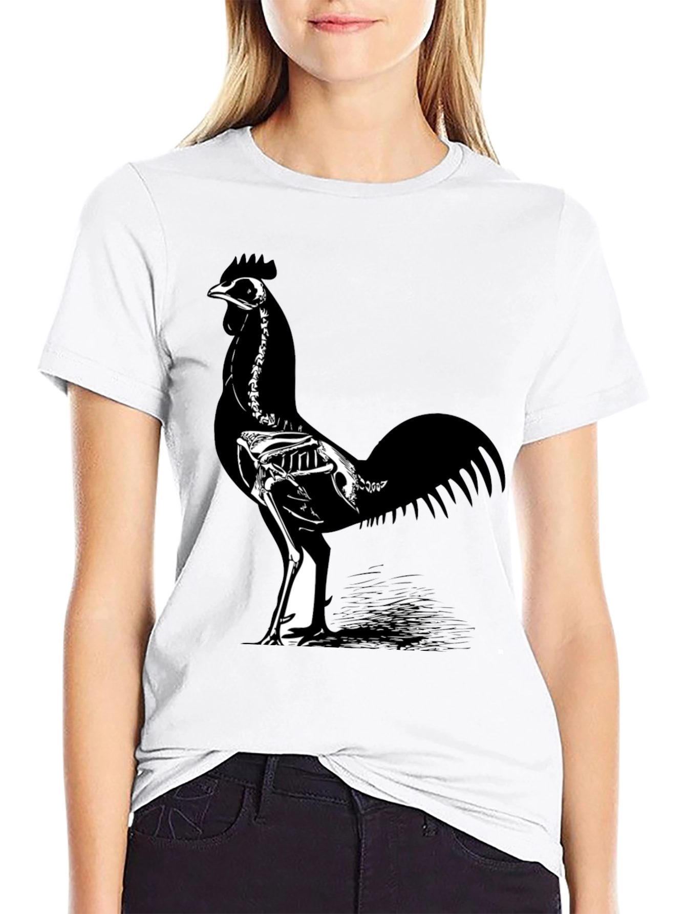 Black Skeleton Rooster T-Shirt - Black view 9