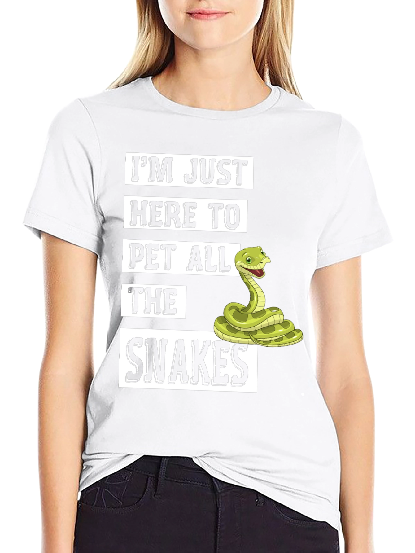 Black I'm Just Here to Pet All The Snakes T-Shirt view 9