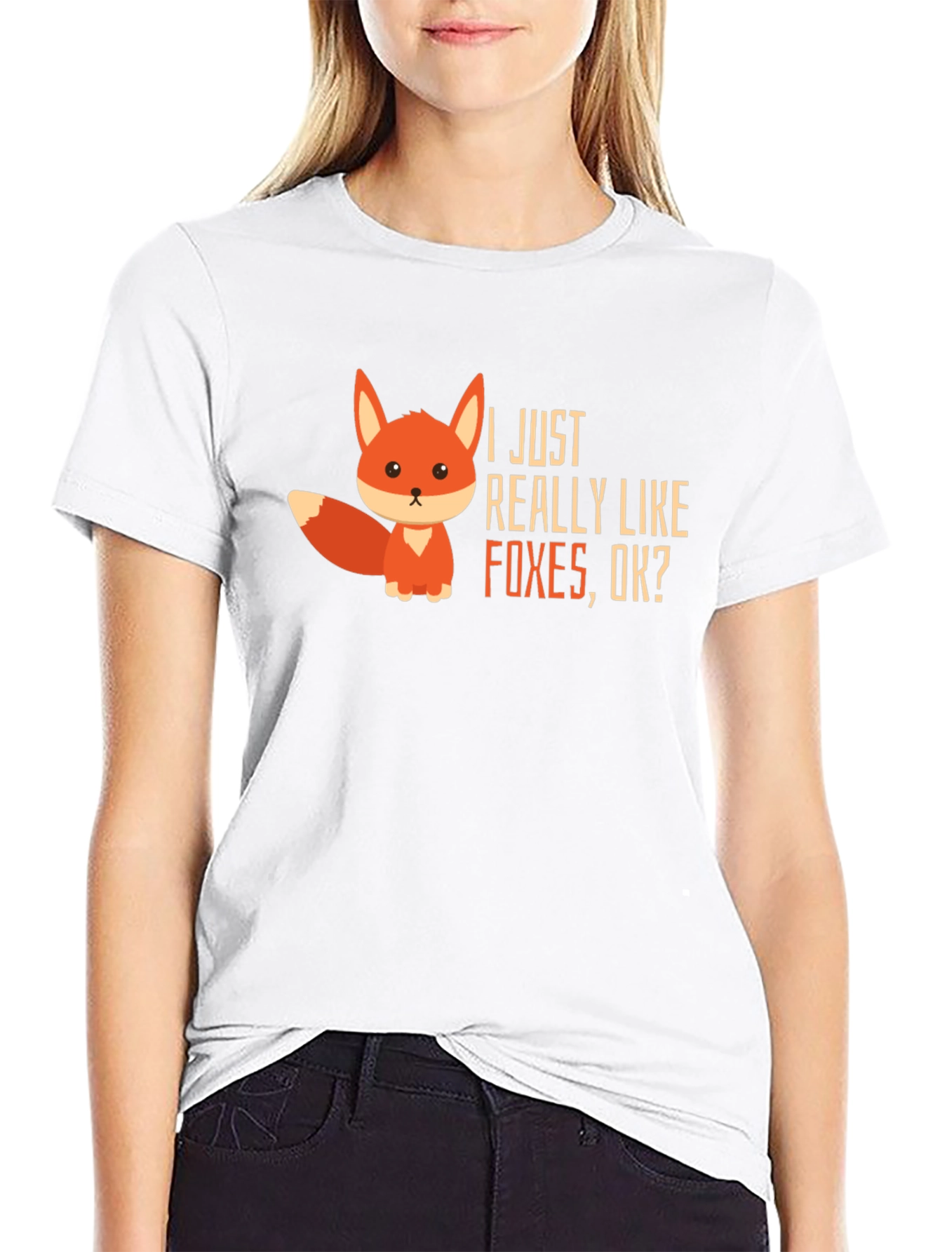 Black Cute Fox Graphic Tee - I Just Really Like Foxes view 9