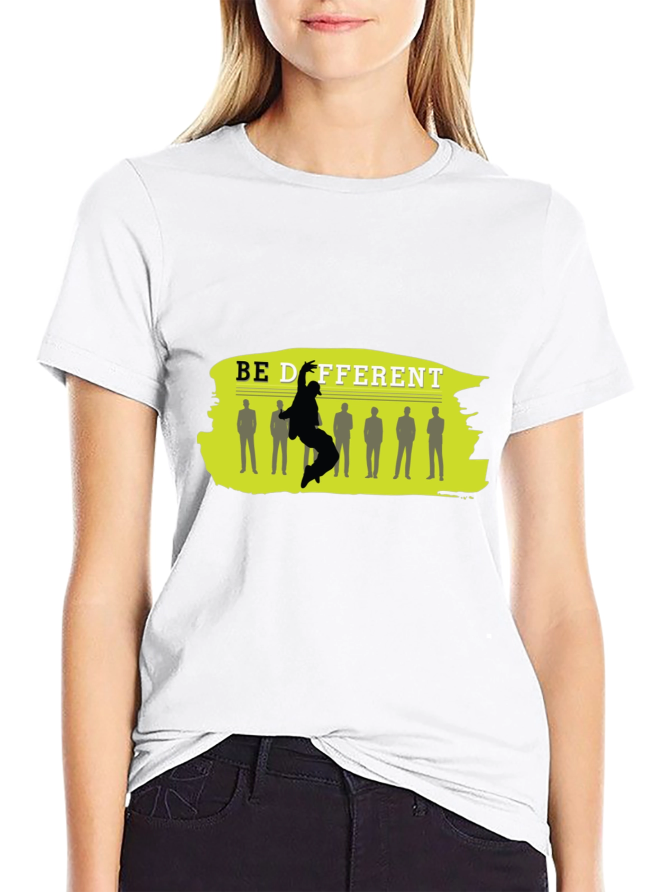 Black Be Different Black Graphic T-Shirt view 9