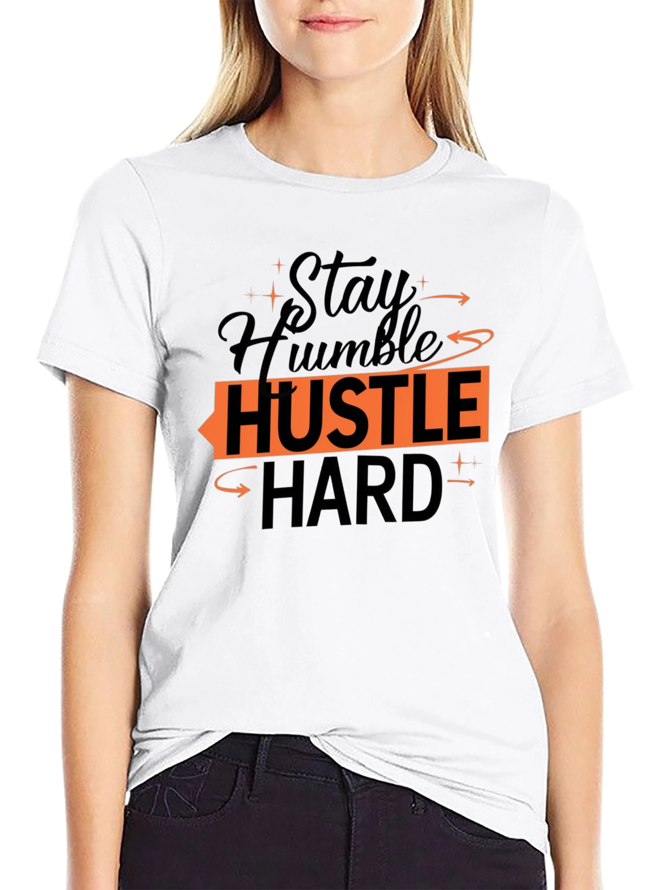 Black Stay Humble Hustle Hard Graphic Tee view 9