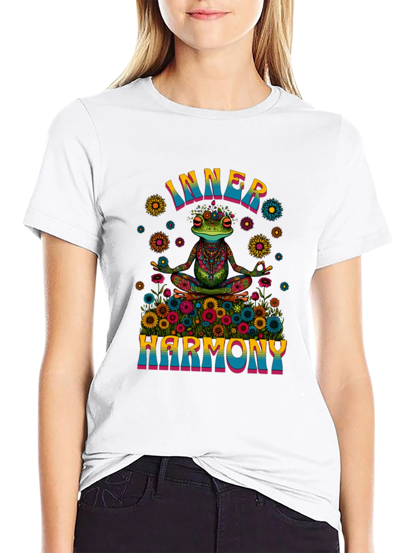 Black Inner Harmony Frog Graphic T-Shirt view 9