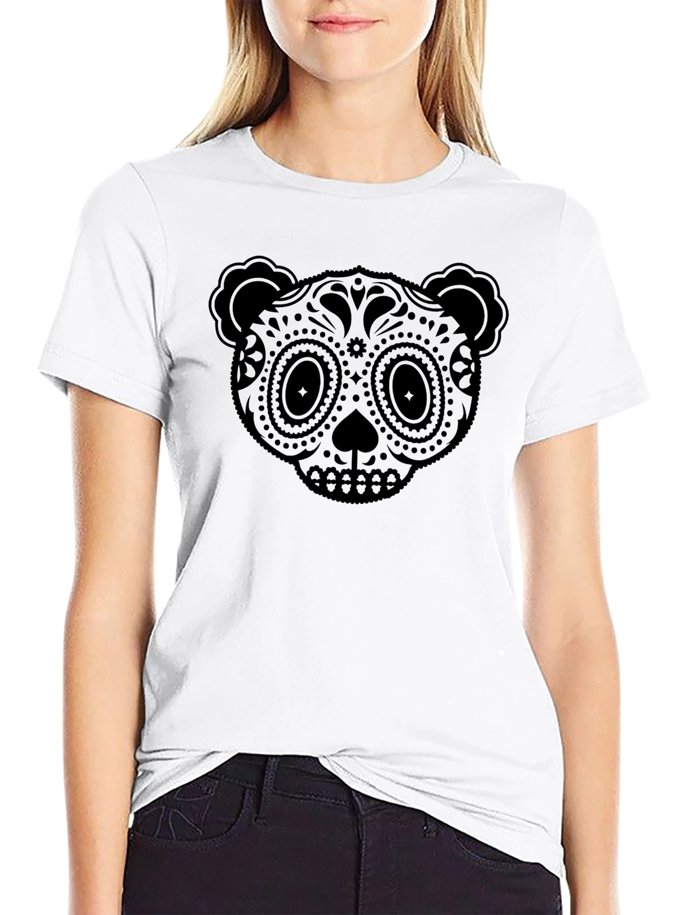 Black Sugar Skull Panda Graphic Tee - Men's Black T-Shirt view 9