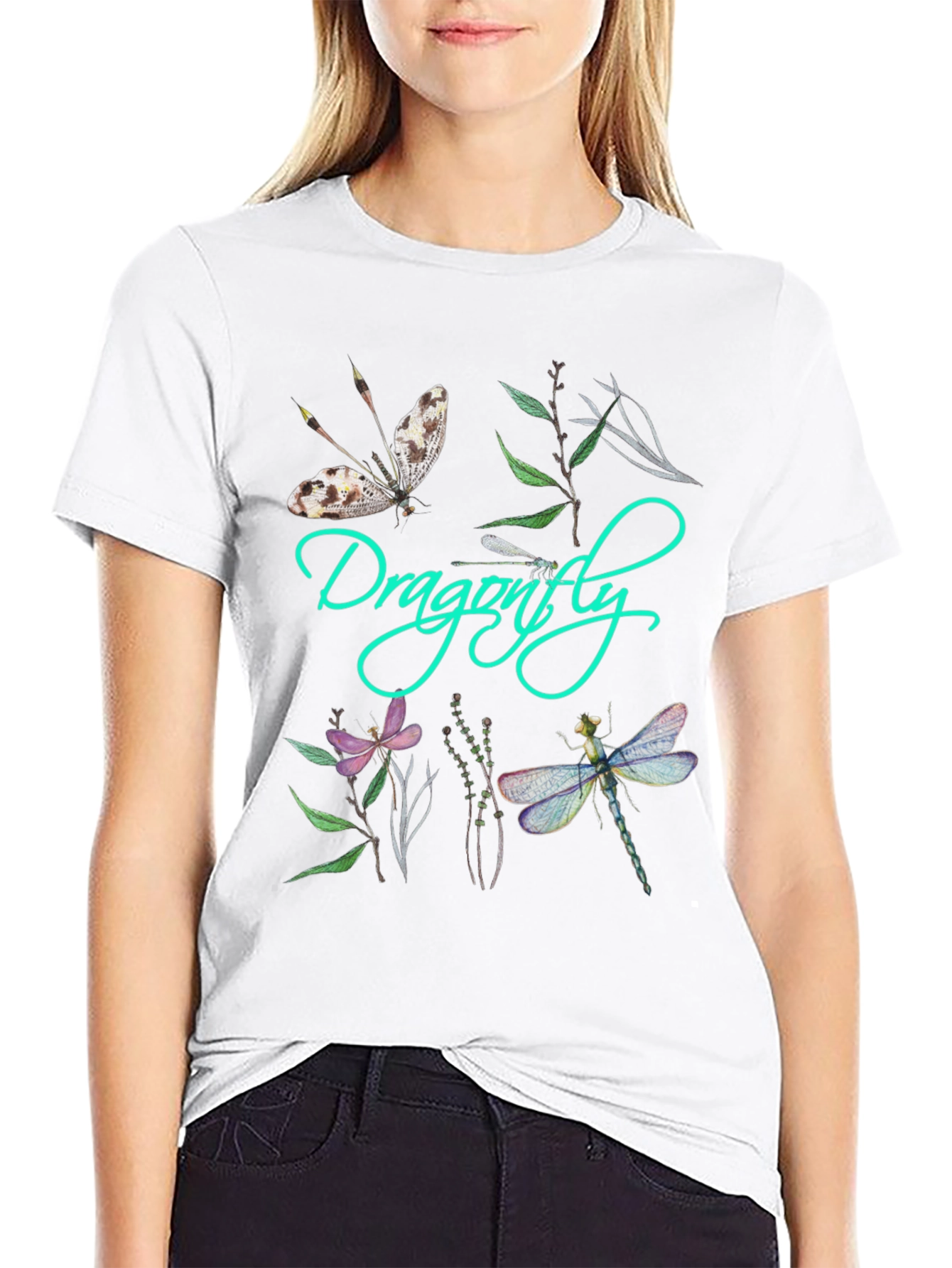 Dragonfly Graphic Print Black T-Shirt - 9