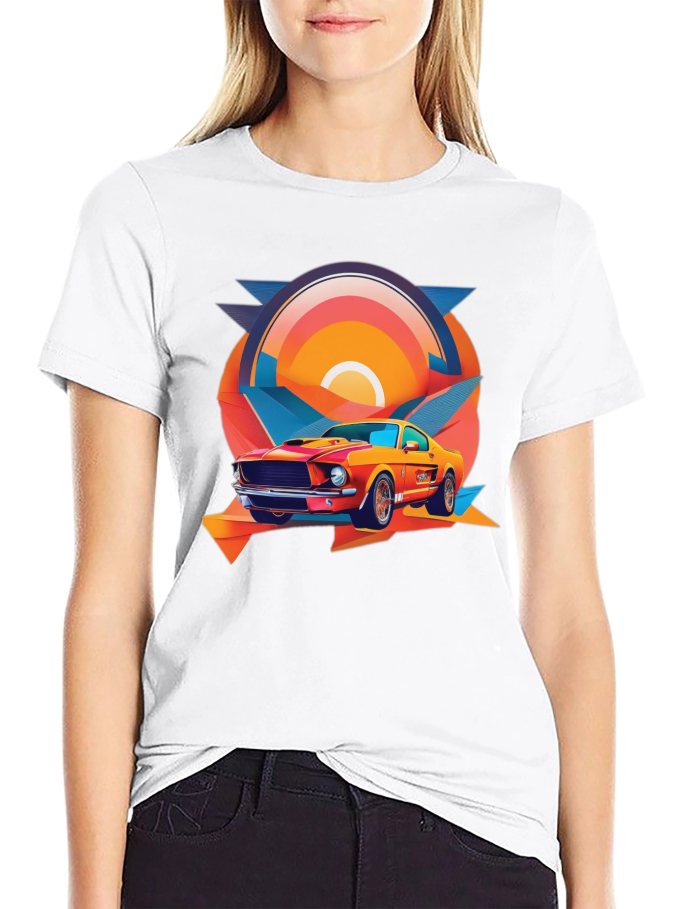 Black Retro Muscle Car Graphic Tee - Black view 9