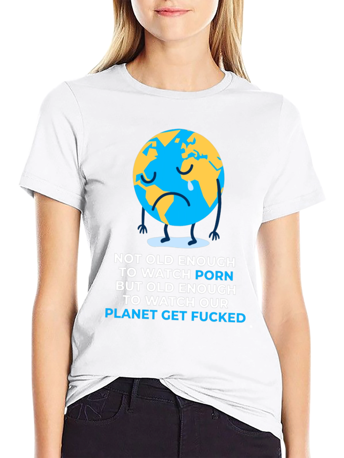 Black Sad Earth Graphic T-Shirt view 9