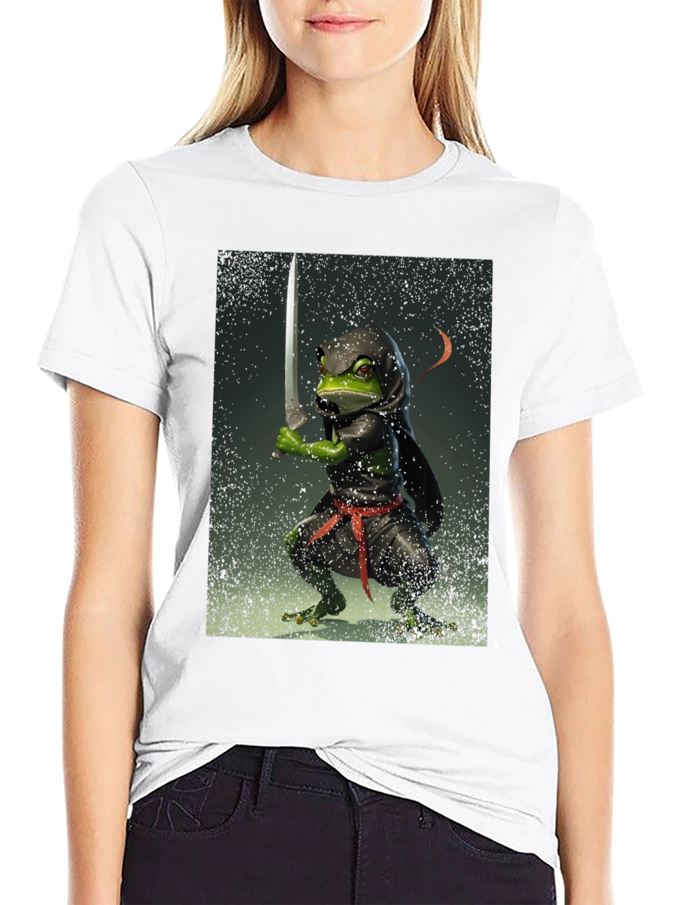 Black Ninja Frog T-Shirt - Funny Graphic Tee view 9