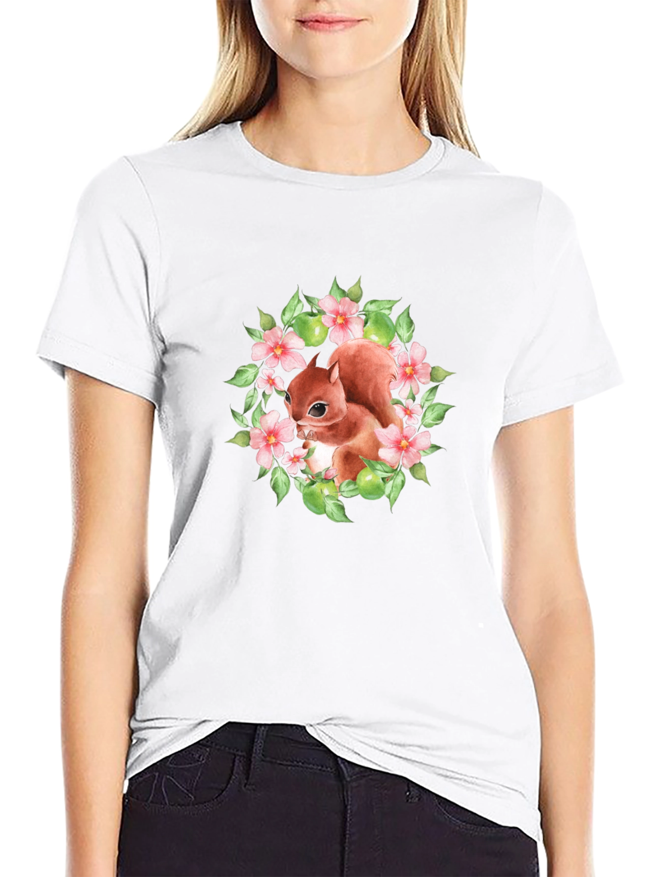 Black Squirrel Floral Graphic T-Shirt view 9