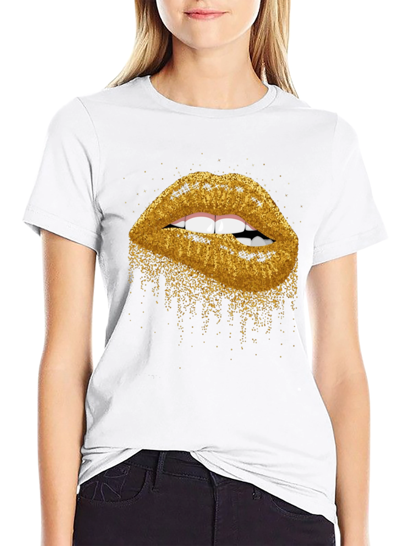Black Glitter Lips Graphic Tee - Bold & Stylish view 9