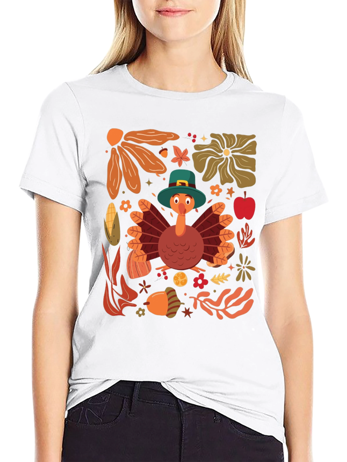 Black Thanksgiving Turkey Graphic T-Shirt view 9