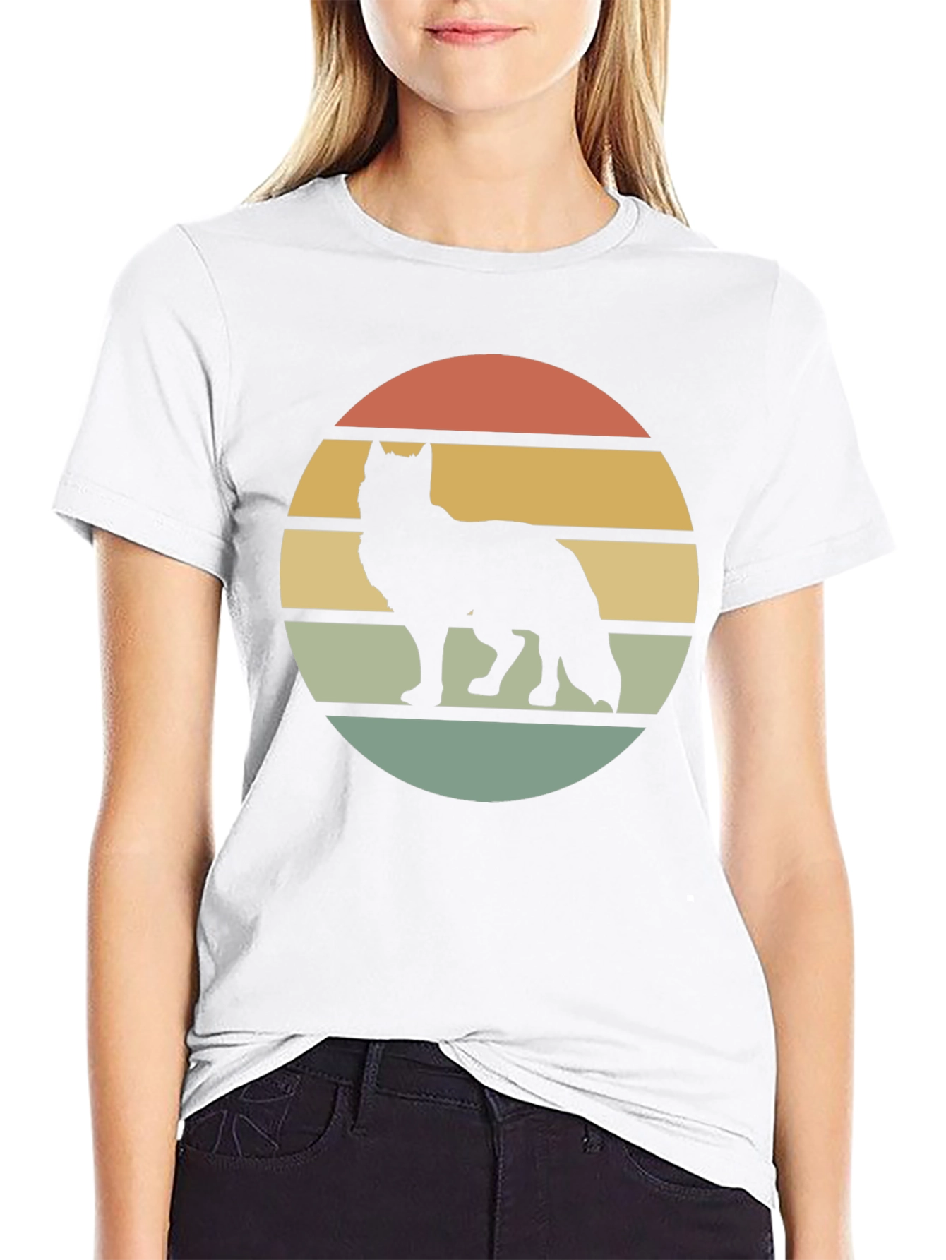 Black Wolf Silhouette Sunset Tee view 9