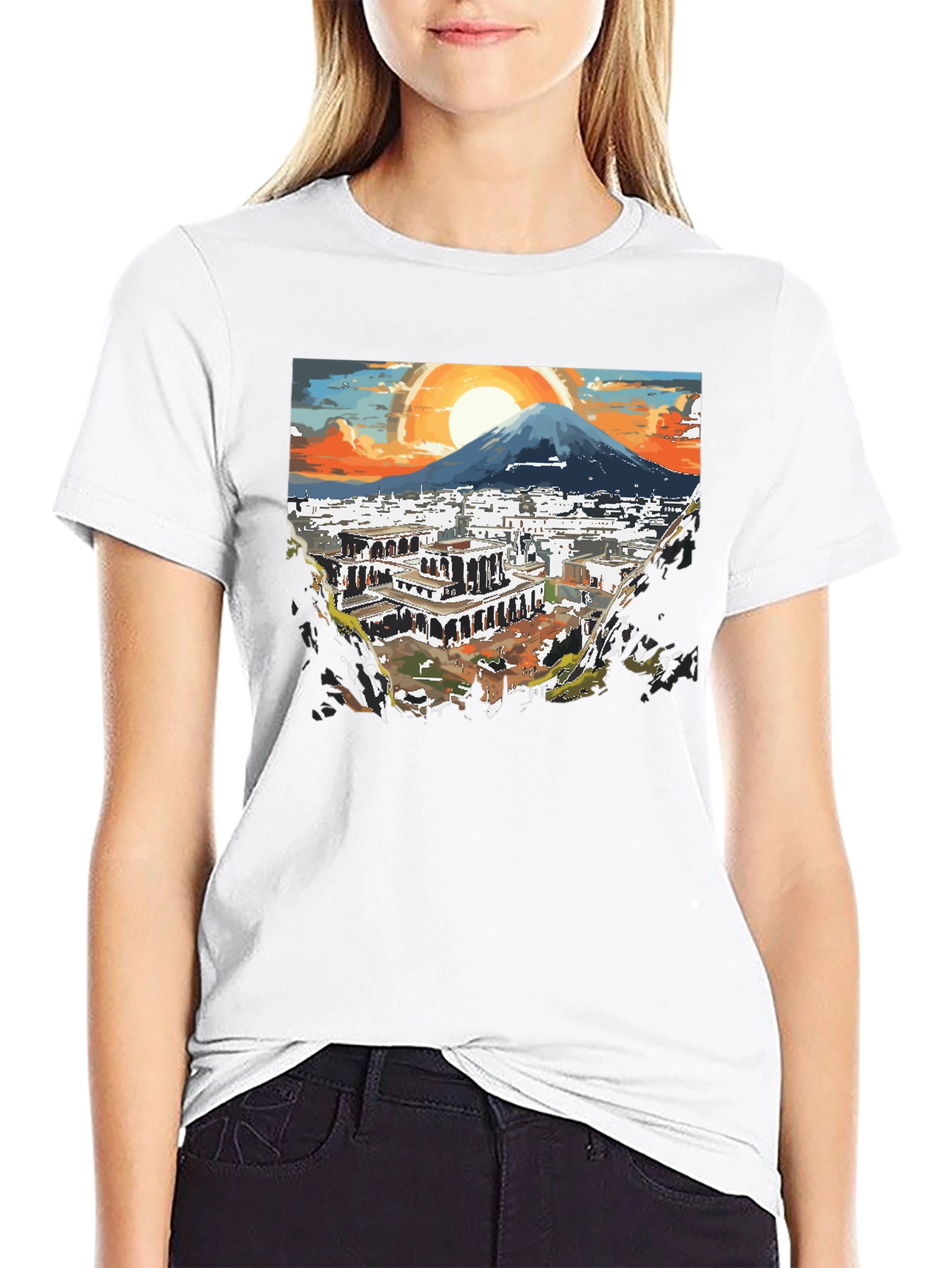 Black Scenic City View Graphic Tee - Black view 9