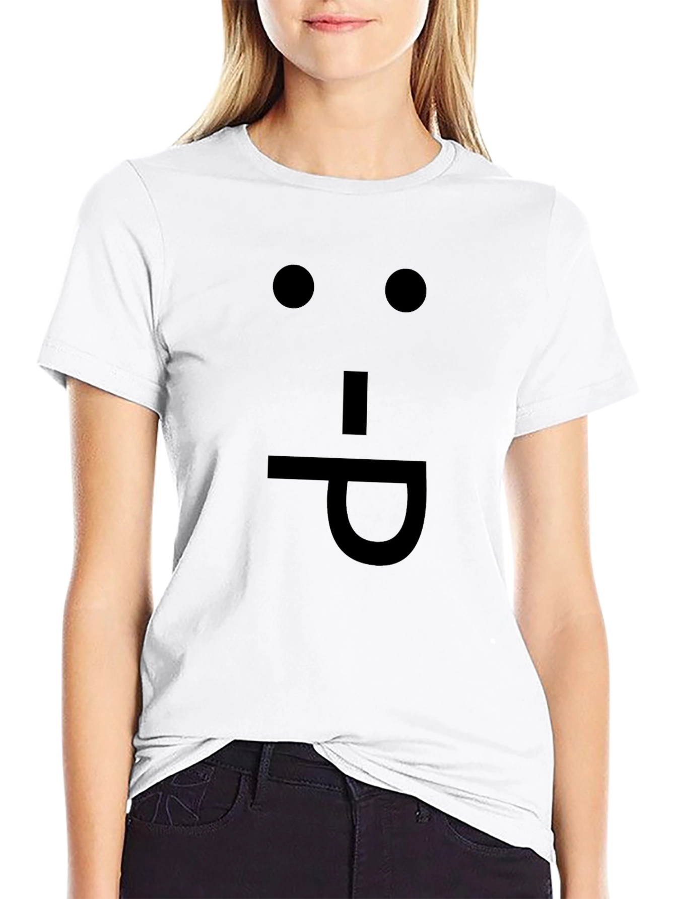 Black Funny Face Expression Black Cotton T-Shirt view 9