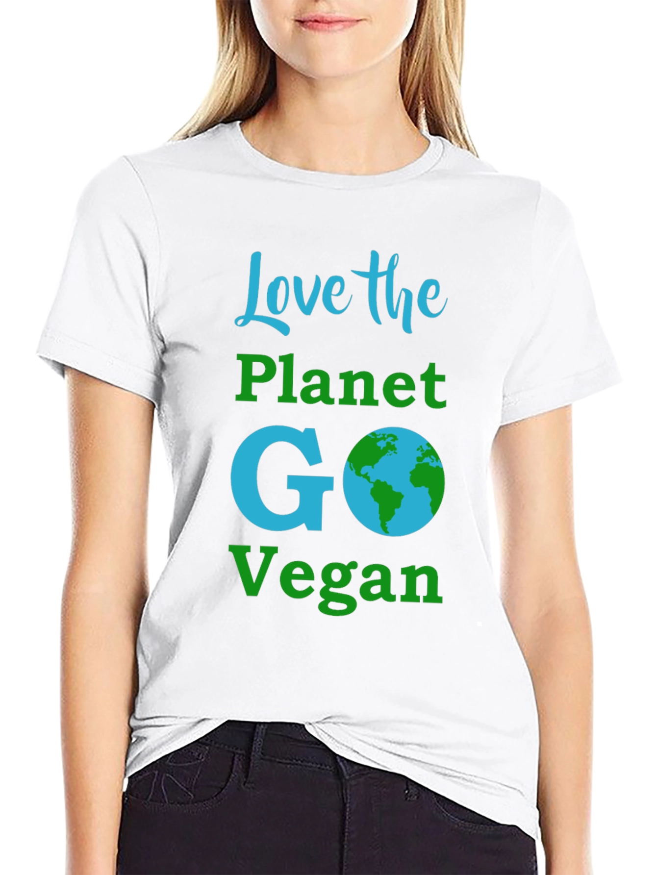 Black Love the Planet Go Vegan T-Shirt view 9