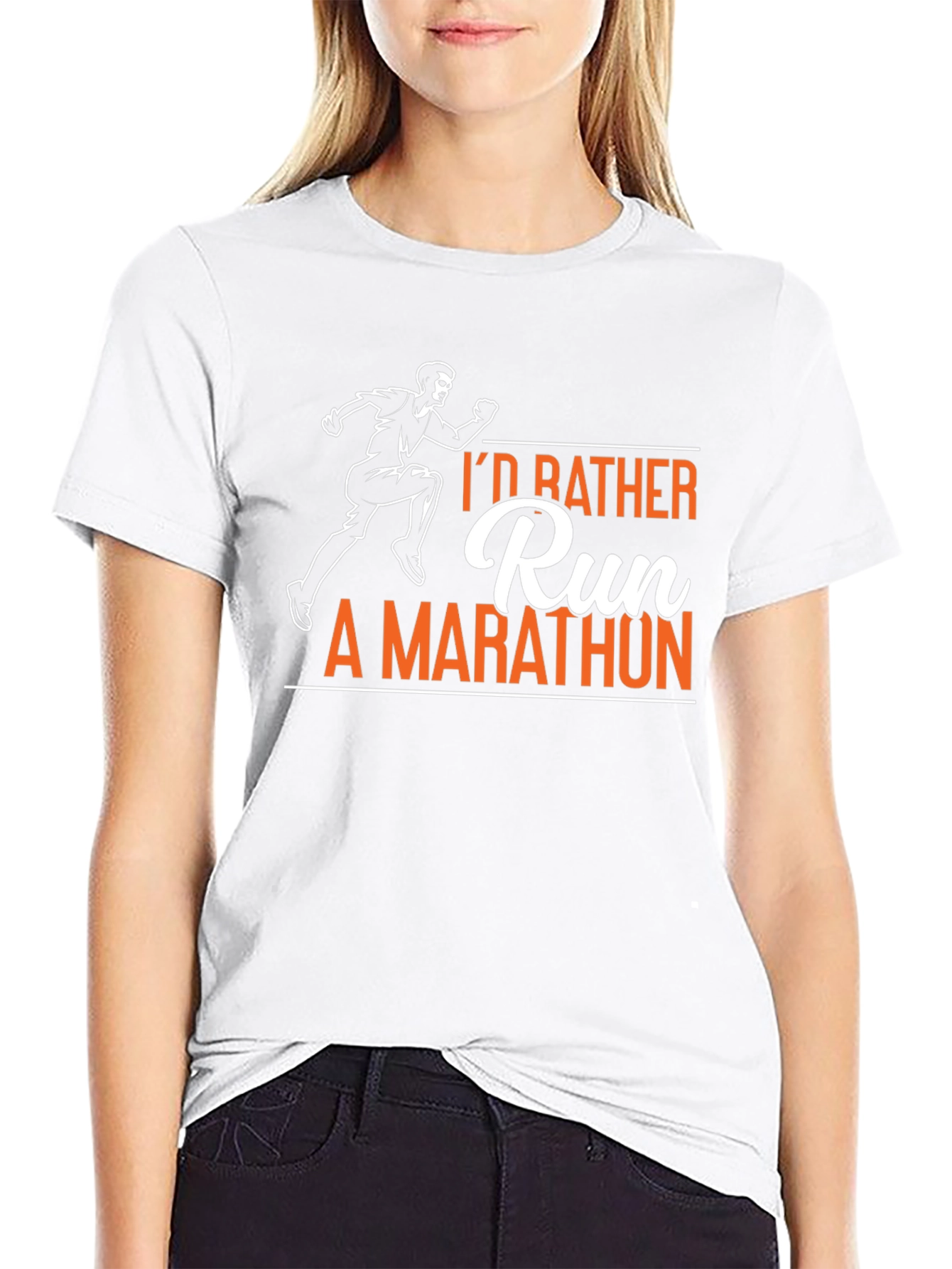 Black I'd Rather Run A Marathon T-Shirt view 9