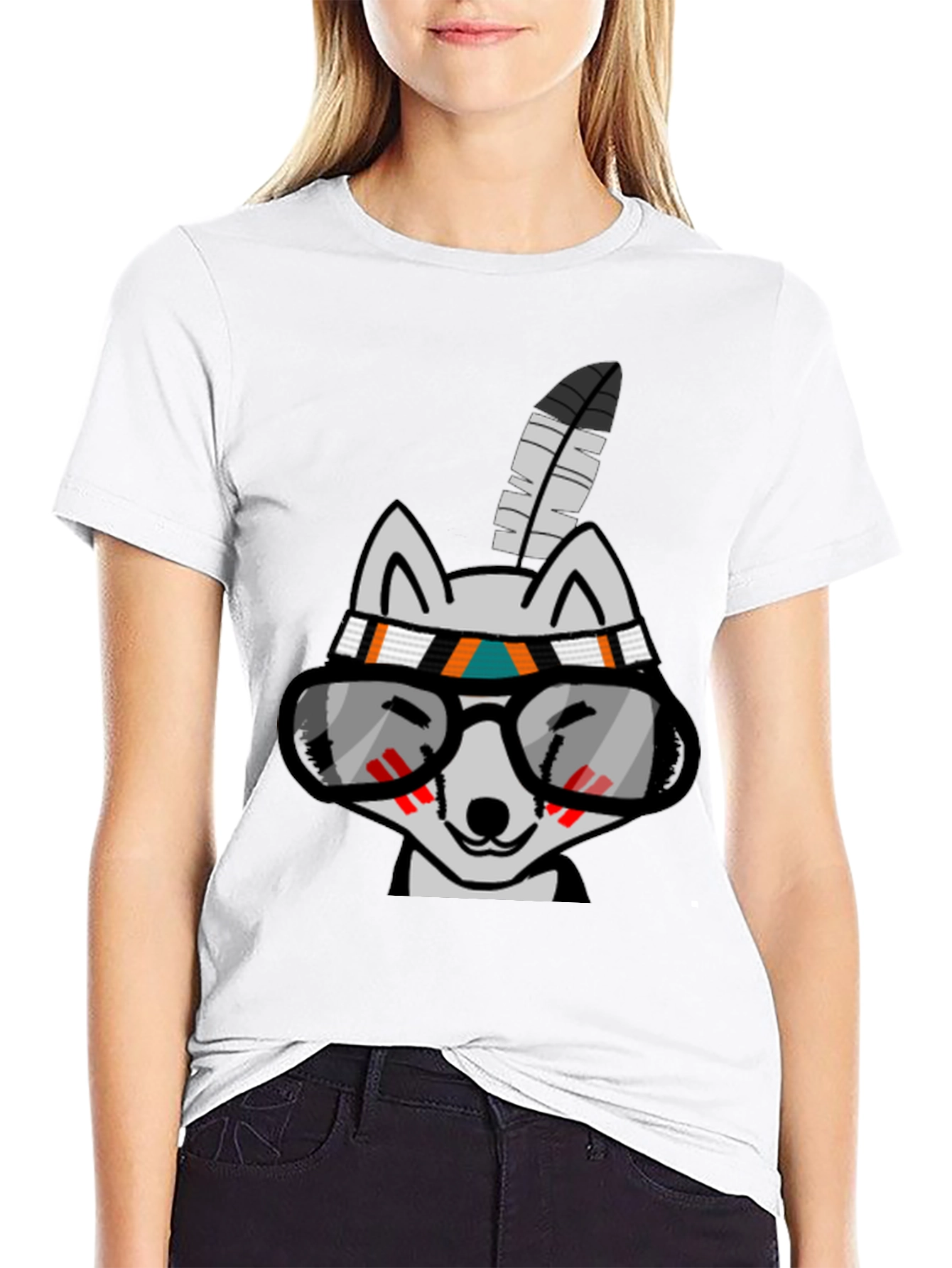 Cool Cartoon Wolf with Glasses T-Shirt - 9