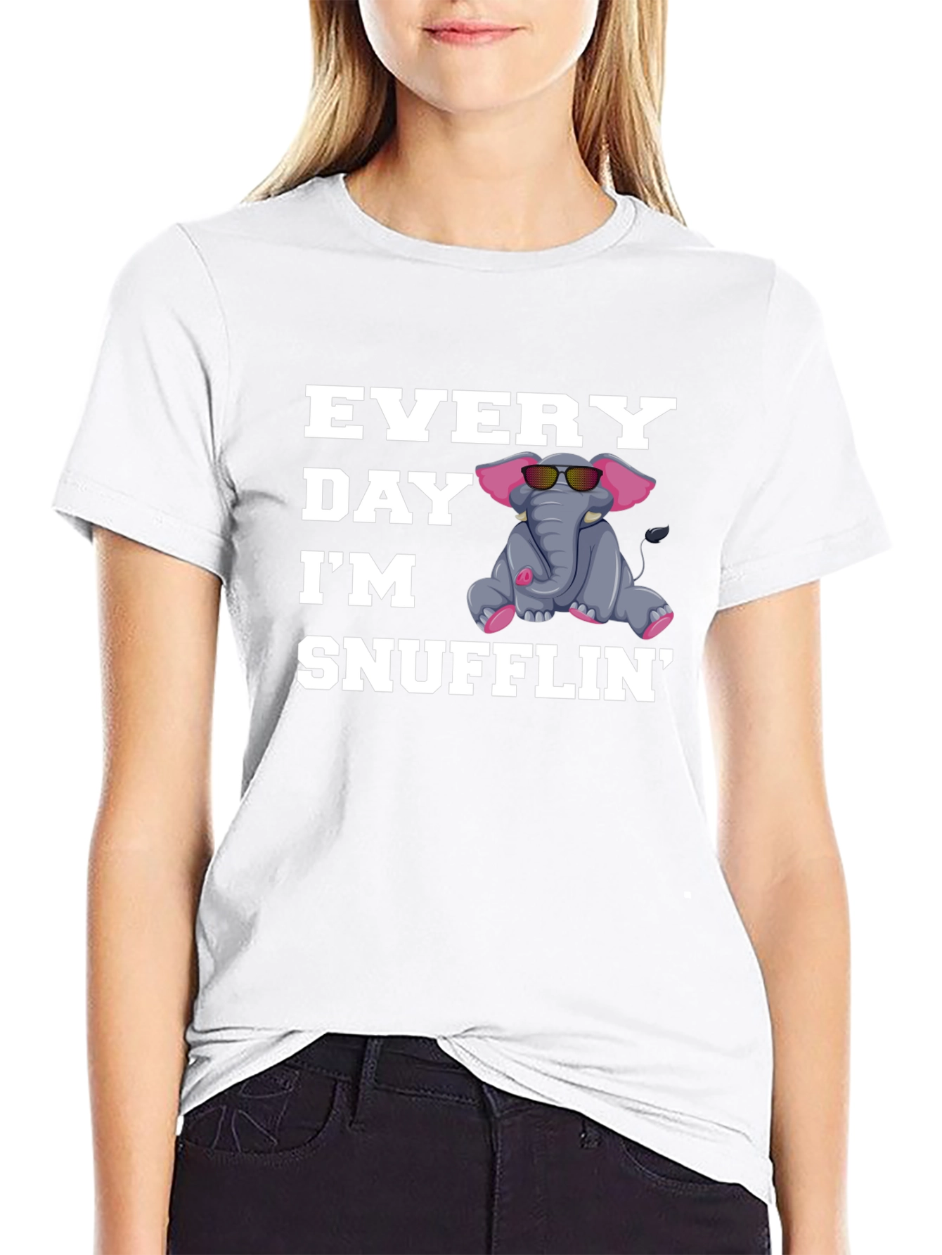 Black Everyday I'm Snufflin' Elephant T-Shirt view 9