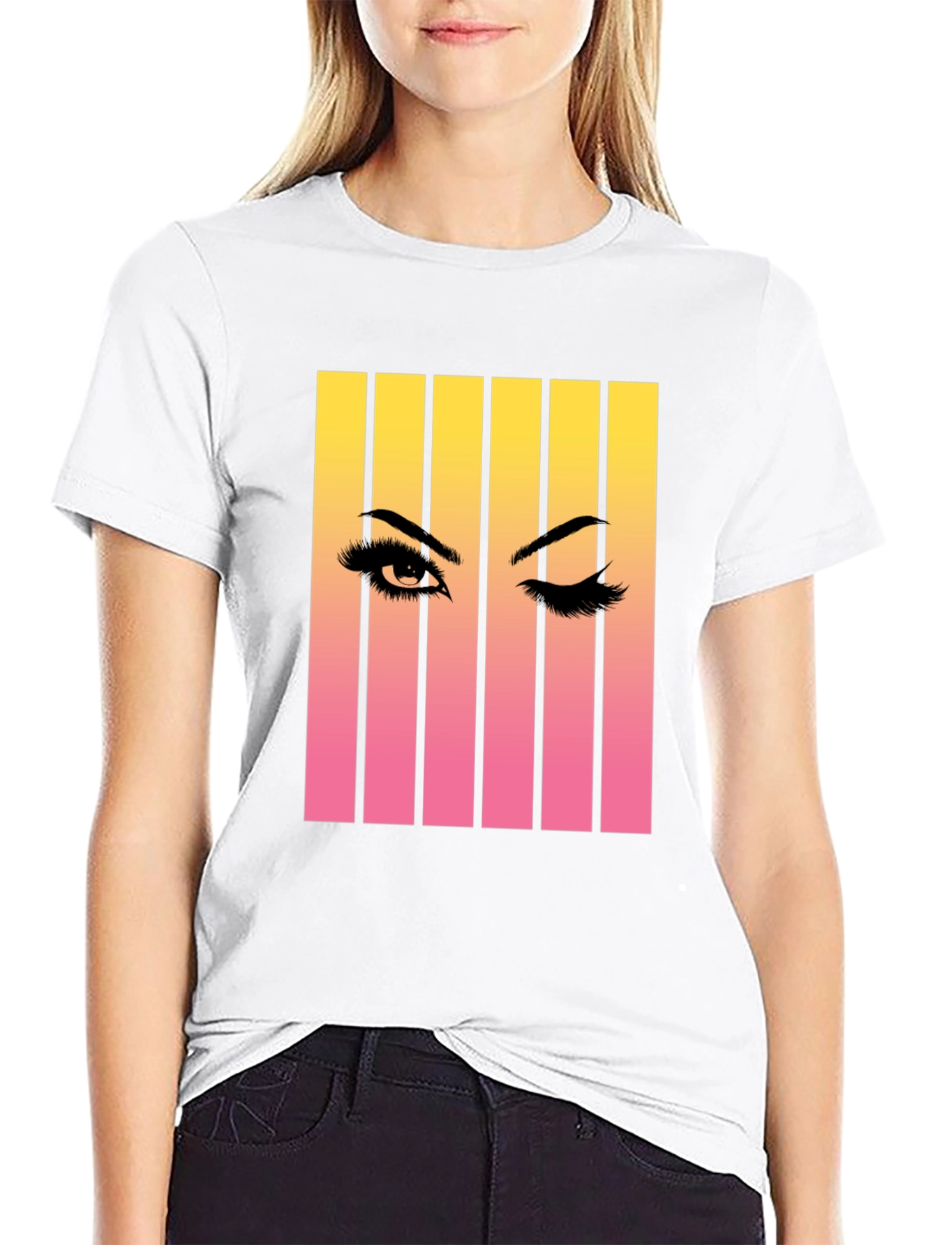 Black Eye Wink Graphic Tee - Retro Style Unisex T-Shirt view 9