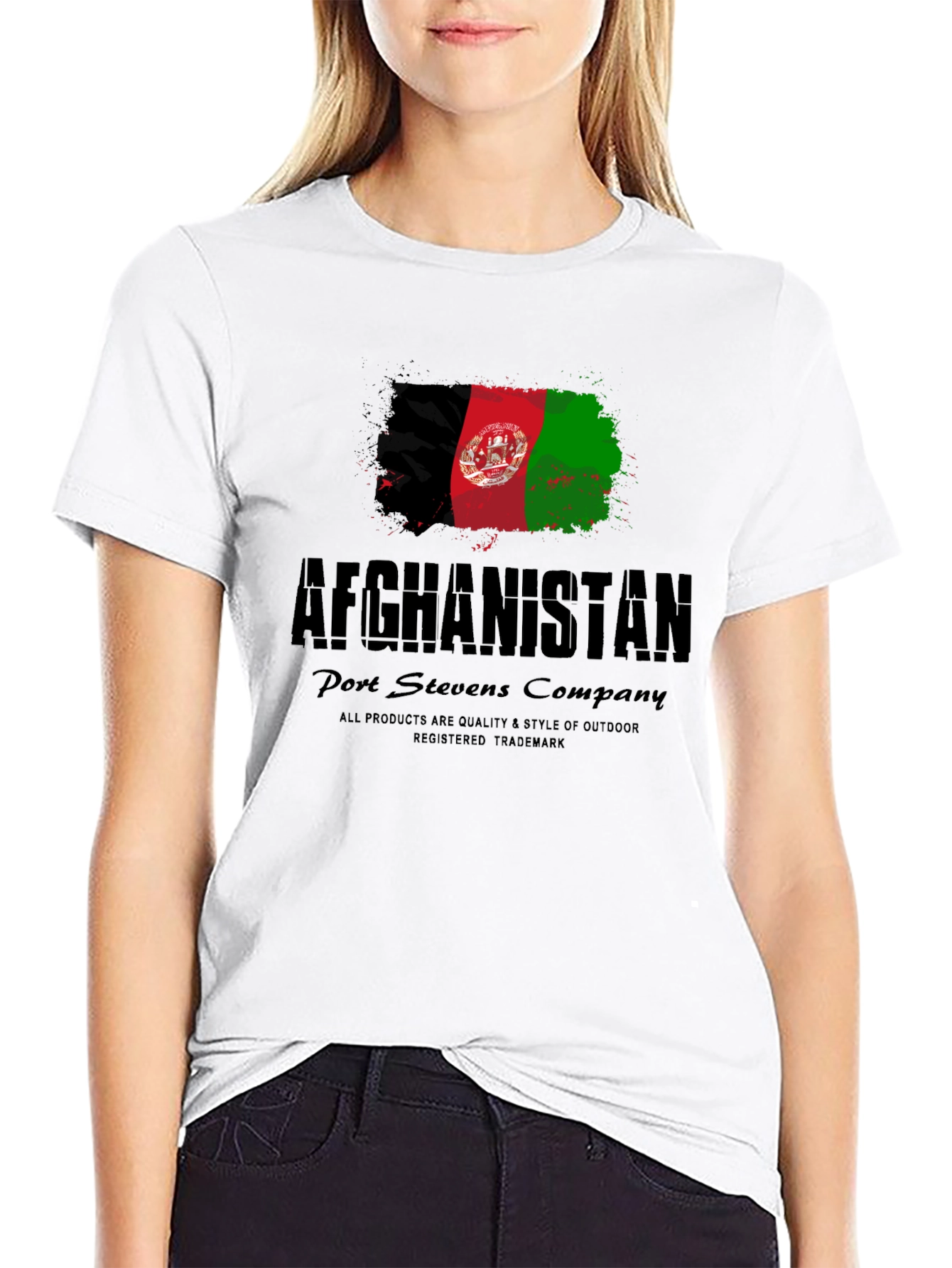Black Afghanistan Flag T-Shirt - Port Stevens Company view 9